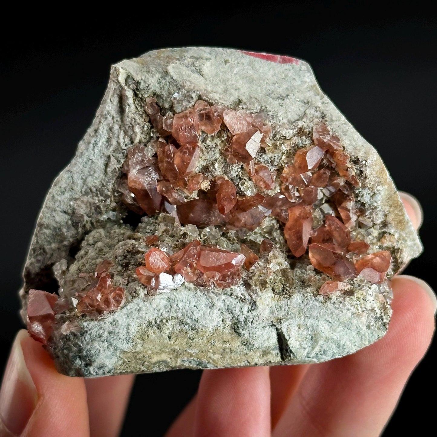 Rhodochrosite on Matrix | natural rhodochrosite crystal, rare mineral specimen from Peru