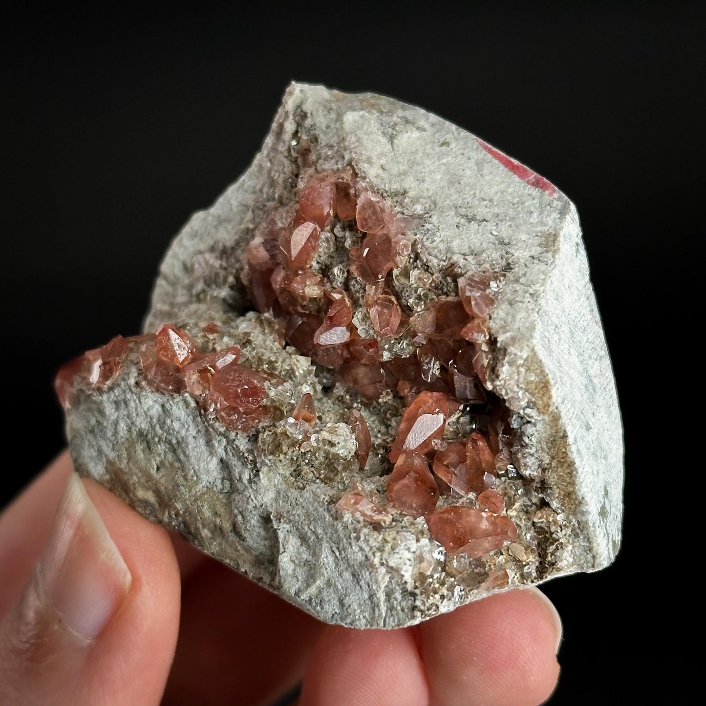 Rhodochrosite on Matrix | natural rhodochrosite crystal, rare mineral specimen from Peru