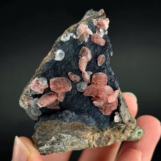 Rhodochrosite with Calcite & Goethite | natural crystal, rare mineral specimen from Peru