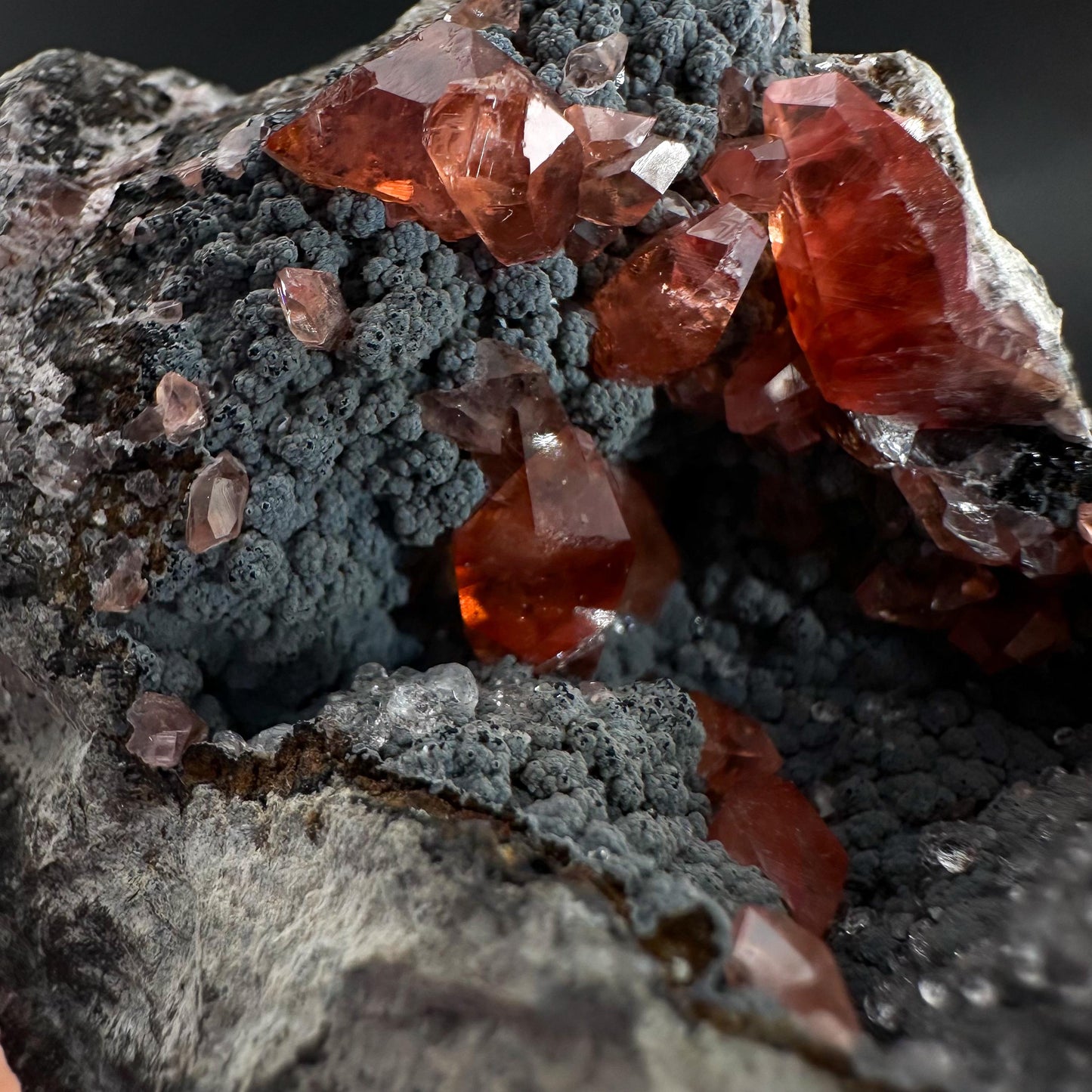 Rhodochrosite with Calcite & Goethite | natural crystal, rare mineral specimen from Peru