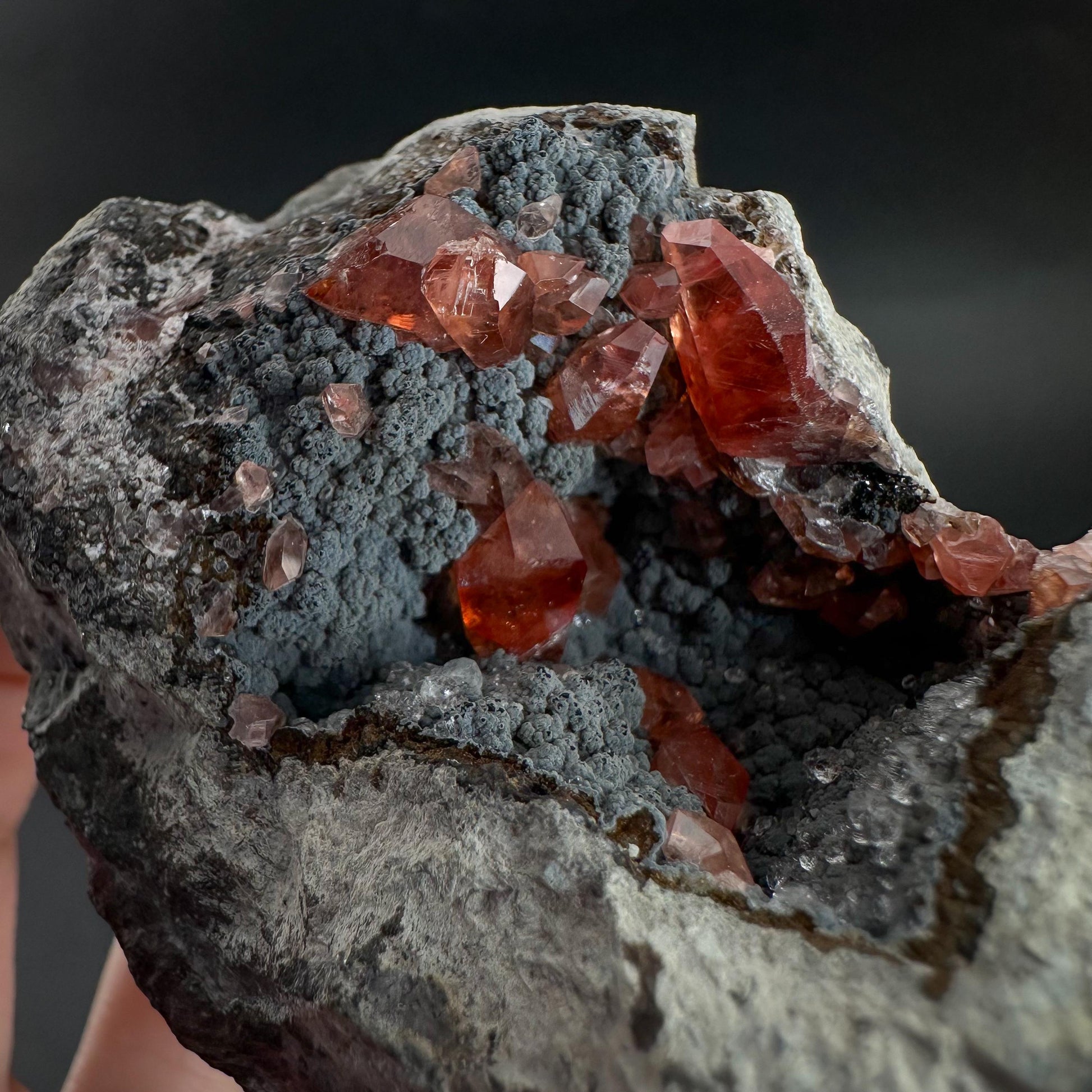Rhodochrosite with Calcite & Goethite | natural crystal, rare mineral specimen from Peru