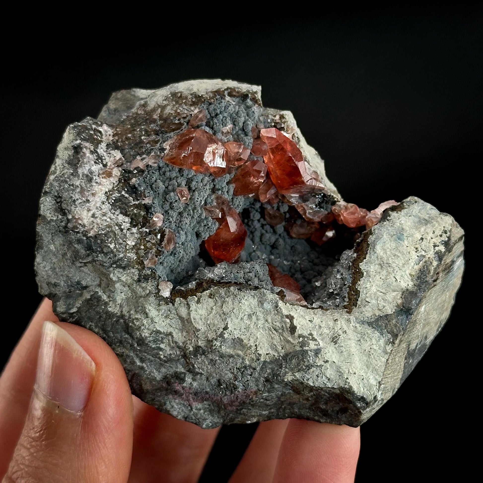 Rhodochrosite with Calcite & Goethite | natural crystal, rare mineral specimen from Peru