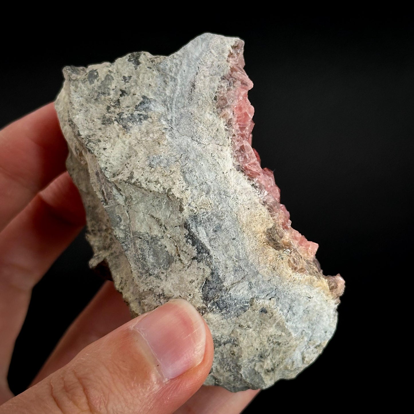 Rhodochrosite on Matrix | natural rhodochrosite crystal, rare mineral specimen from Peru