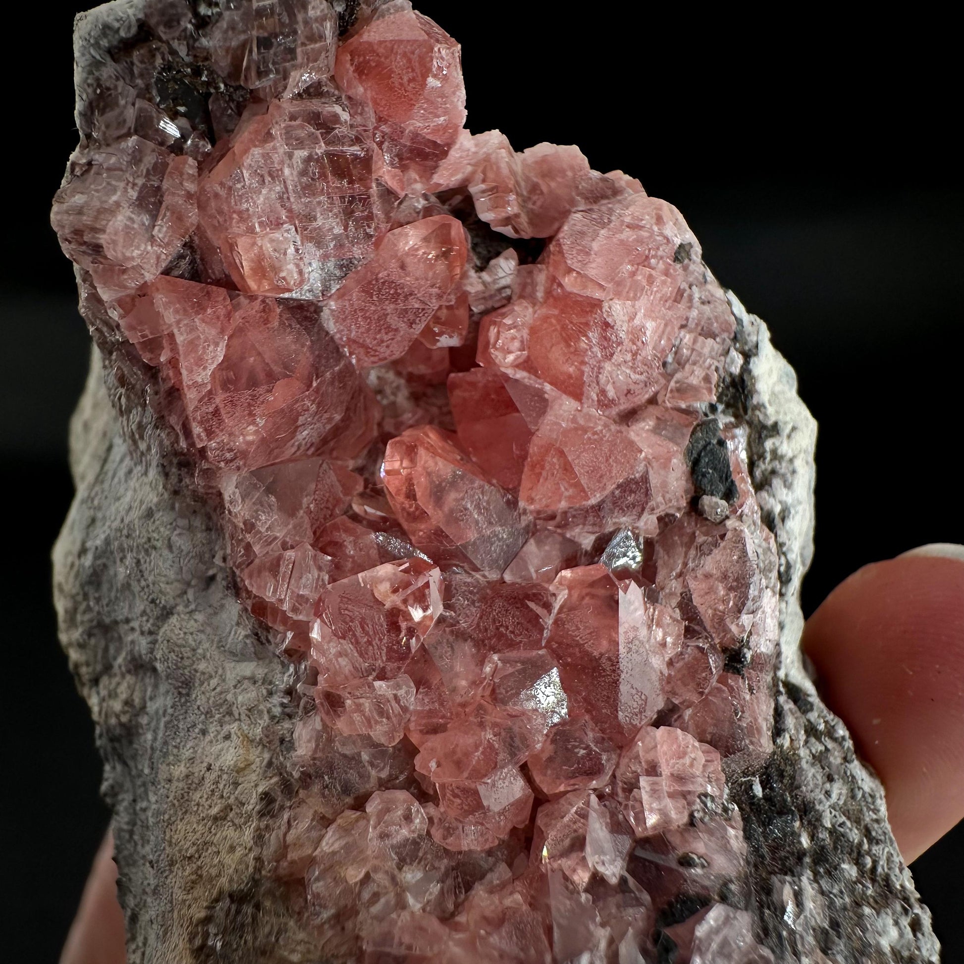 Rhodochrosite on Matrix | natural rhodochrosite crystal, rare mineral specimen from Peru