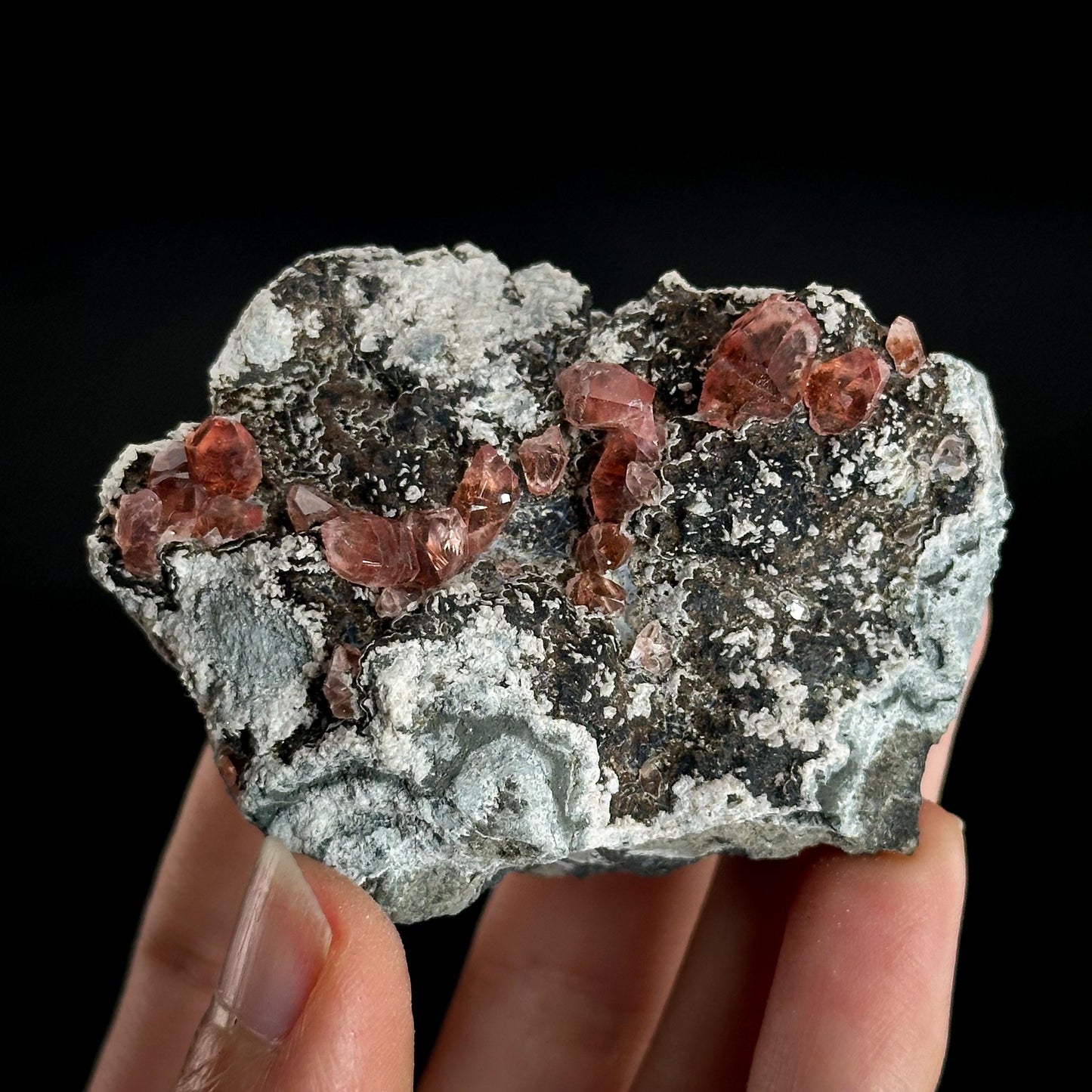 Rhodochrosite on Matrix | natural rhodochrosite crystal, rare mineral specimen from Peru