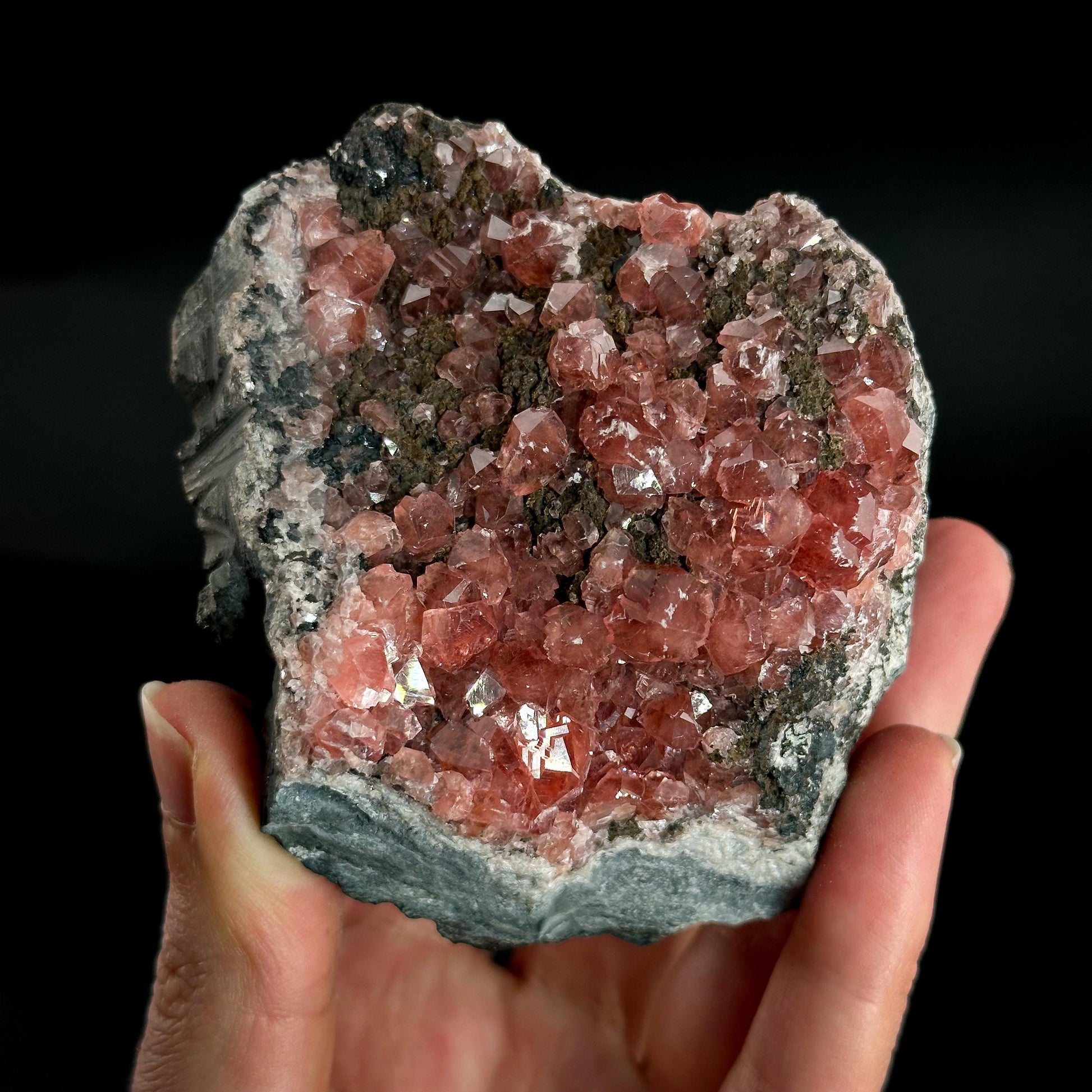Rhodochrosite on Matrix | natural rhodochrosite crystal, rare mineral specimen from Peru
