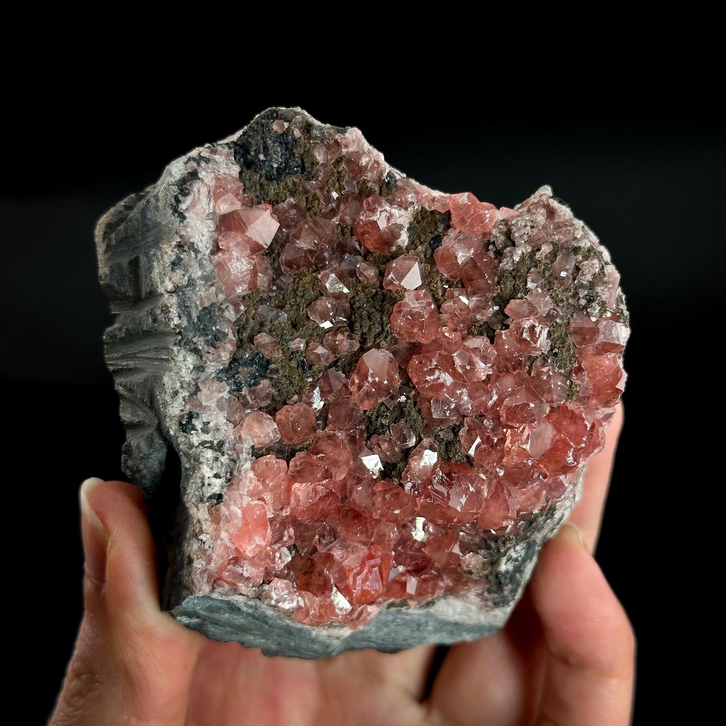 Rhodochrosite on Matrix | natural rhodochrosite crystal, rare mineral specimen from Peru
