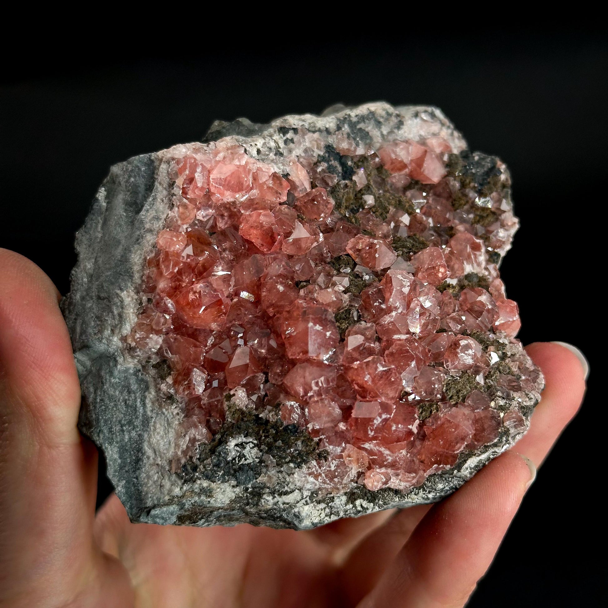 Rhodochrosite on Matrix | natural rhodochrosite crystal, rare mineral specimen from Peru