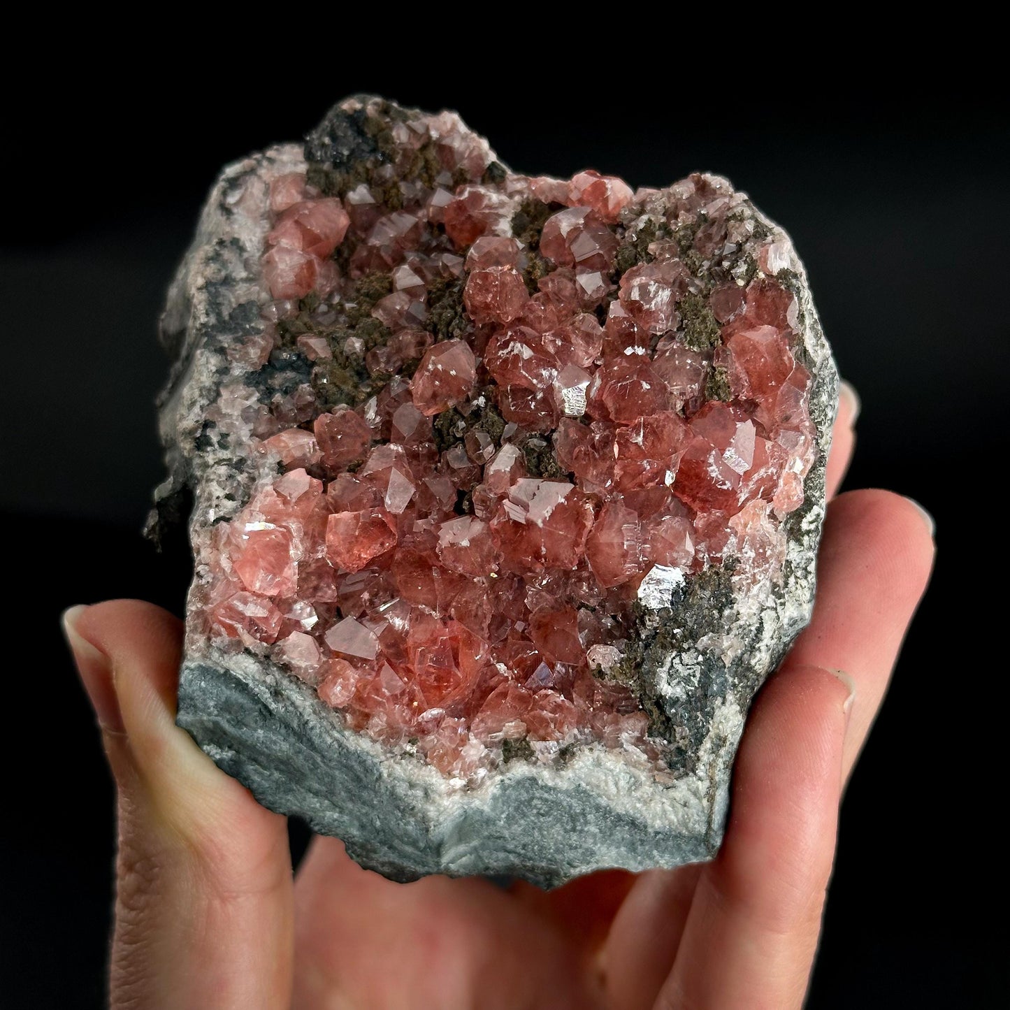 Rhodochrosite on Matrix | natural rhodochrosite crystal, rare mineral specimen from Peru