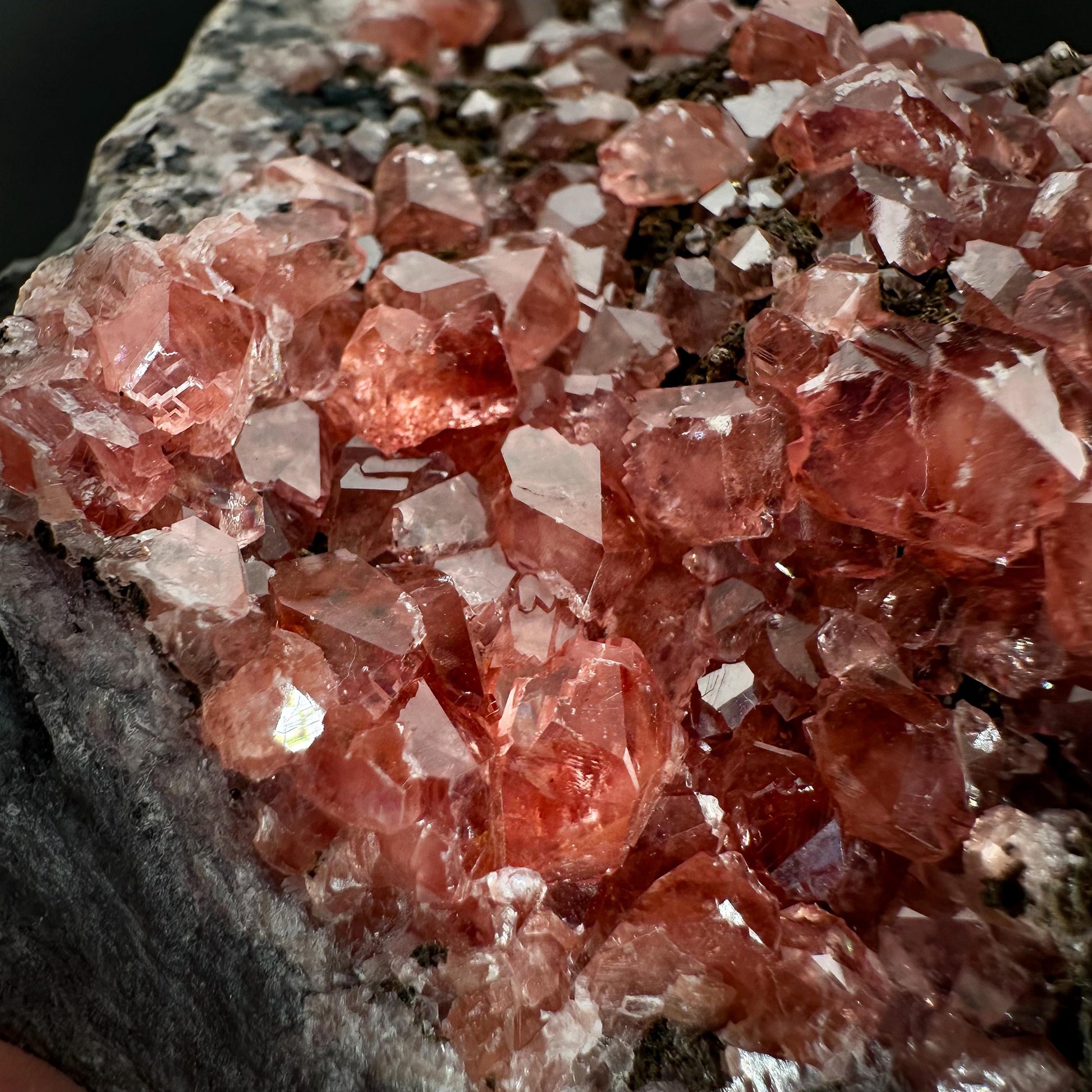 Rhodochrosite on Matrix | natural rhodochrosite crystal, rare mineral specimen from Peru