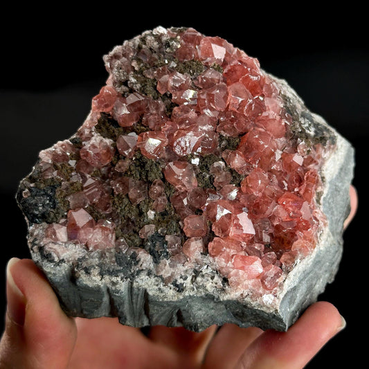 Rhodochrosite on Matrix | natural rhodochrosite crystal, rare mineral specimen from Peru