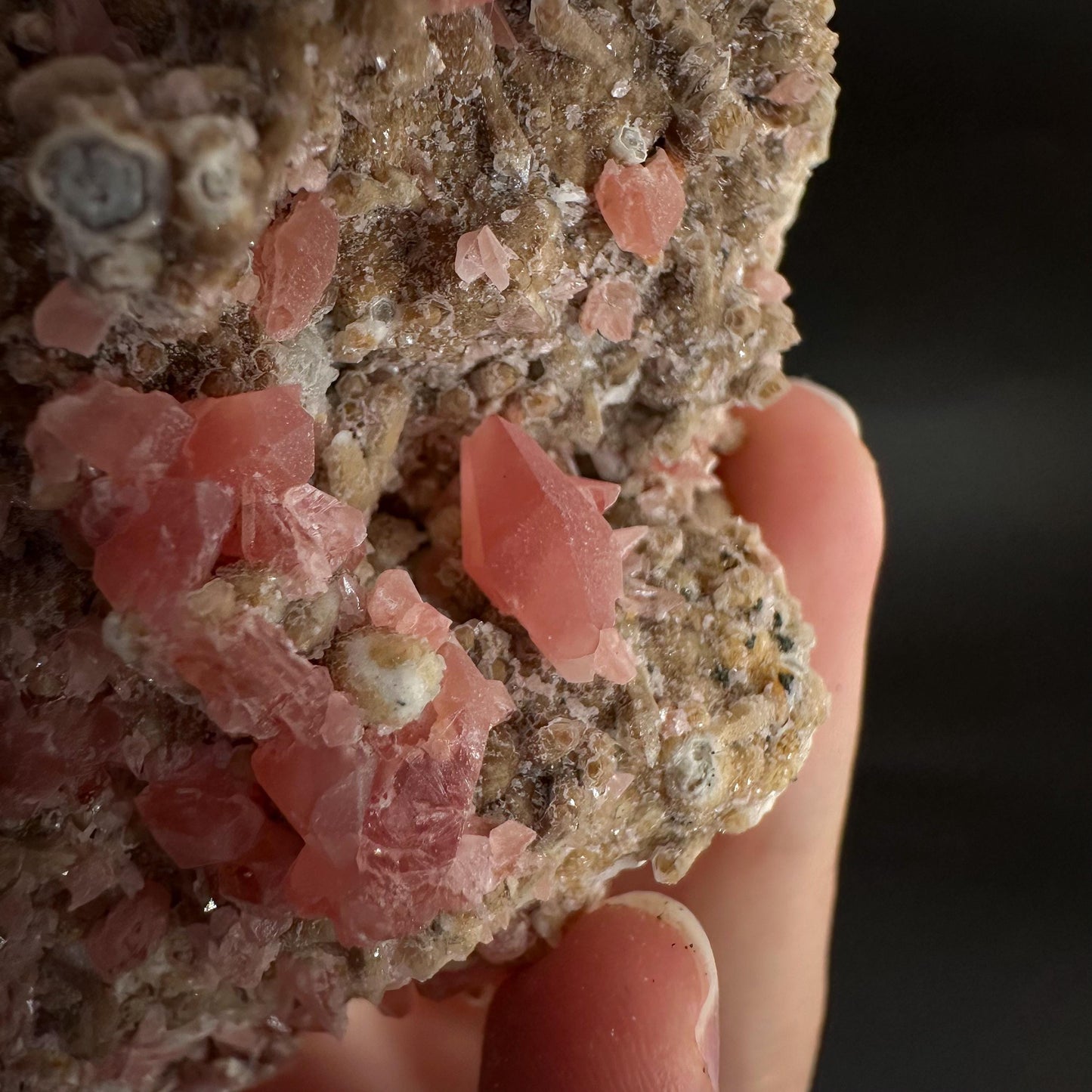 Rhodochrosite on Matrix | natural rhodochrosite crystal, rare mineral specimen from Peru