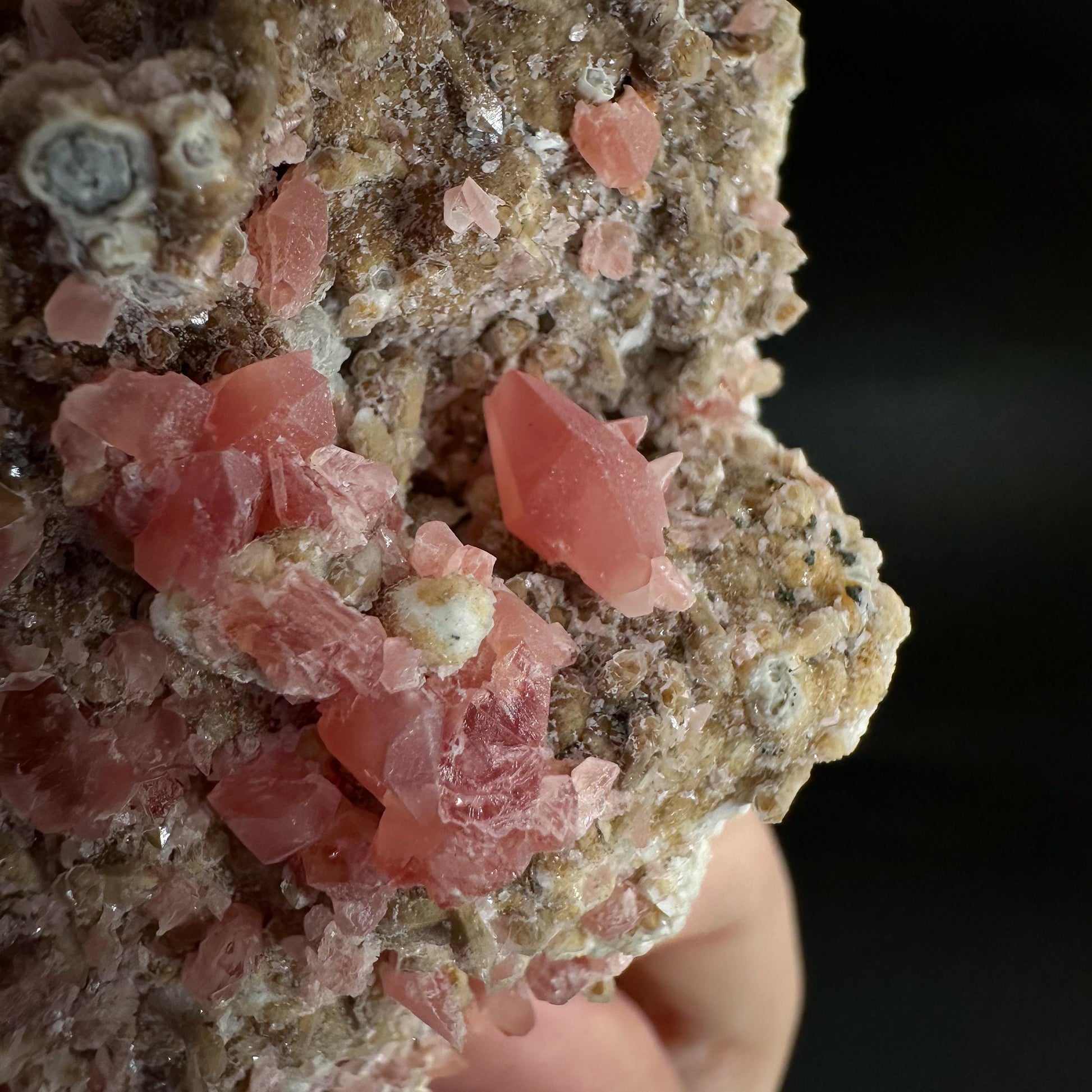 Rhodochrosite on Matrix | natural rhodochrosite crystal, rare mineral specimen from Peru