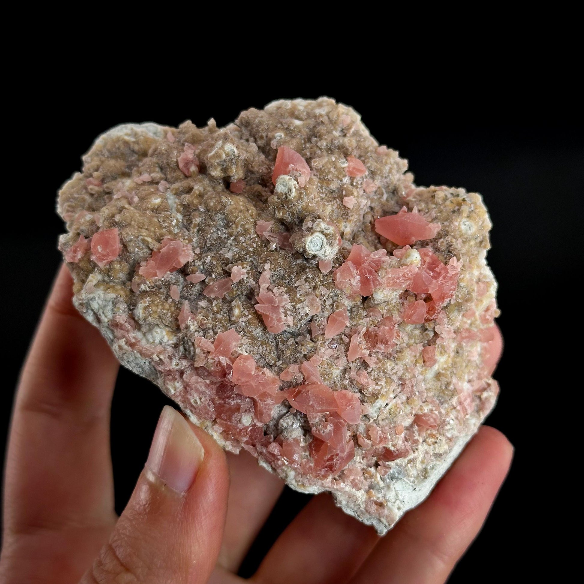 Rhodochrosite on Matrix | natural rhodochrosite crystal, rare mineral specimen from Peru