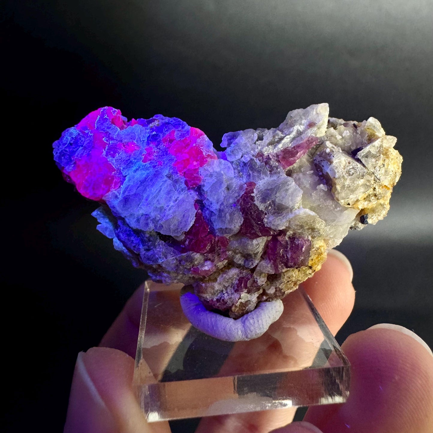 Spinel on Calcite Matrix | Natural red UV reactive crystal, mineral specimen from Afghanistan
