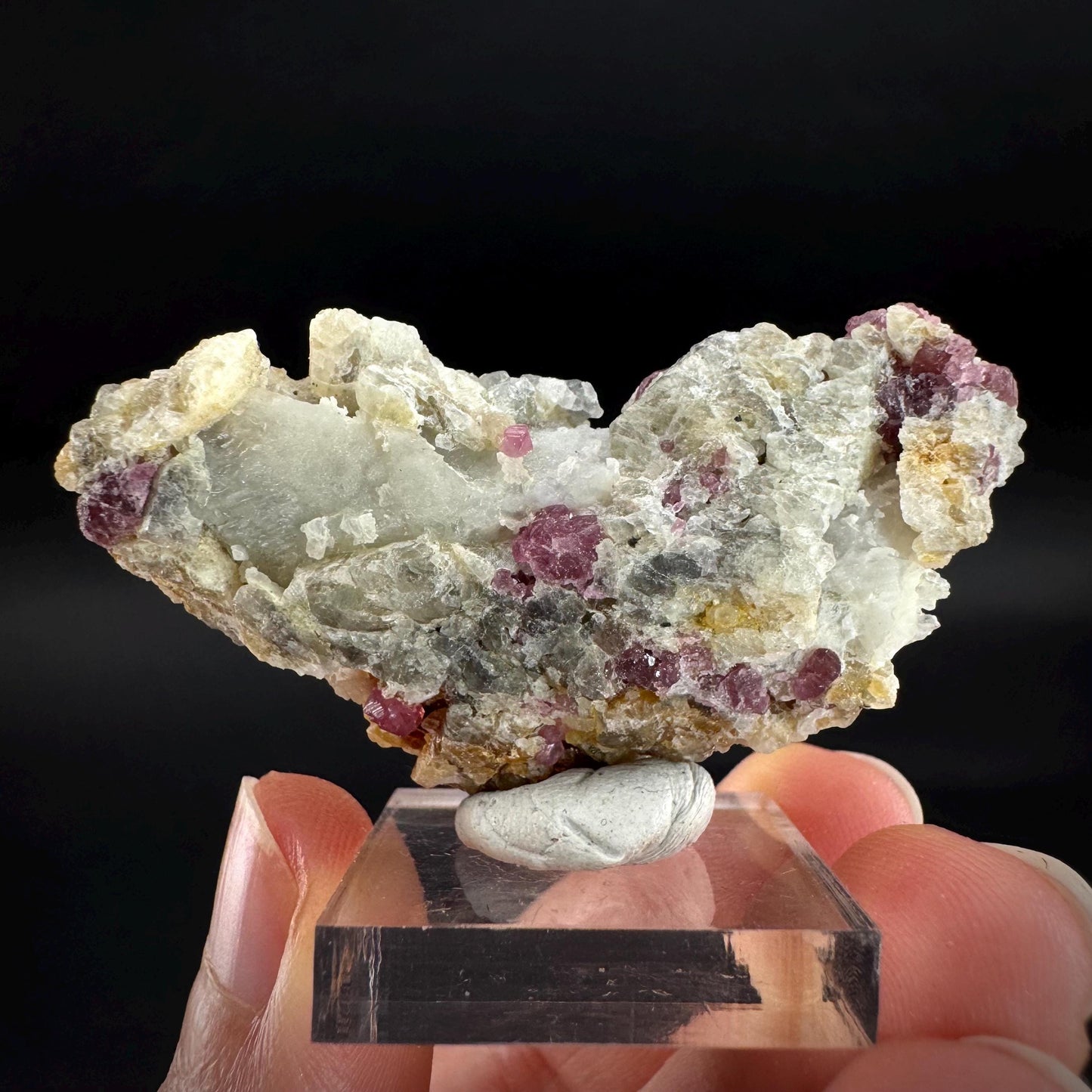 Spinel on Calcite Matrix | Natural red UV reactive crystal, mineral specimen from Afghanistan