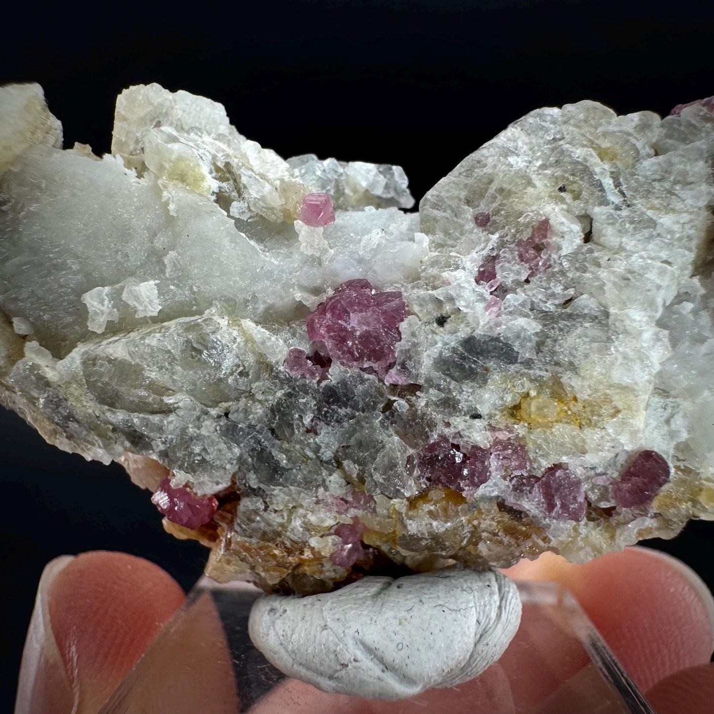 Spinel on Calcite Matrix | Natural red UV reactive crystal, mineral specimen from Afghanistan