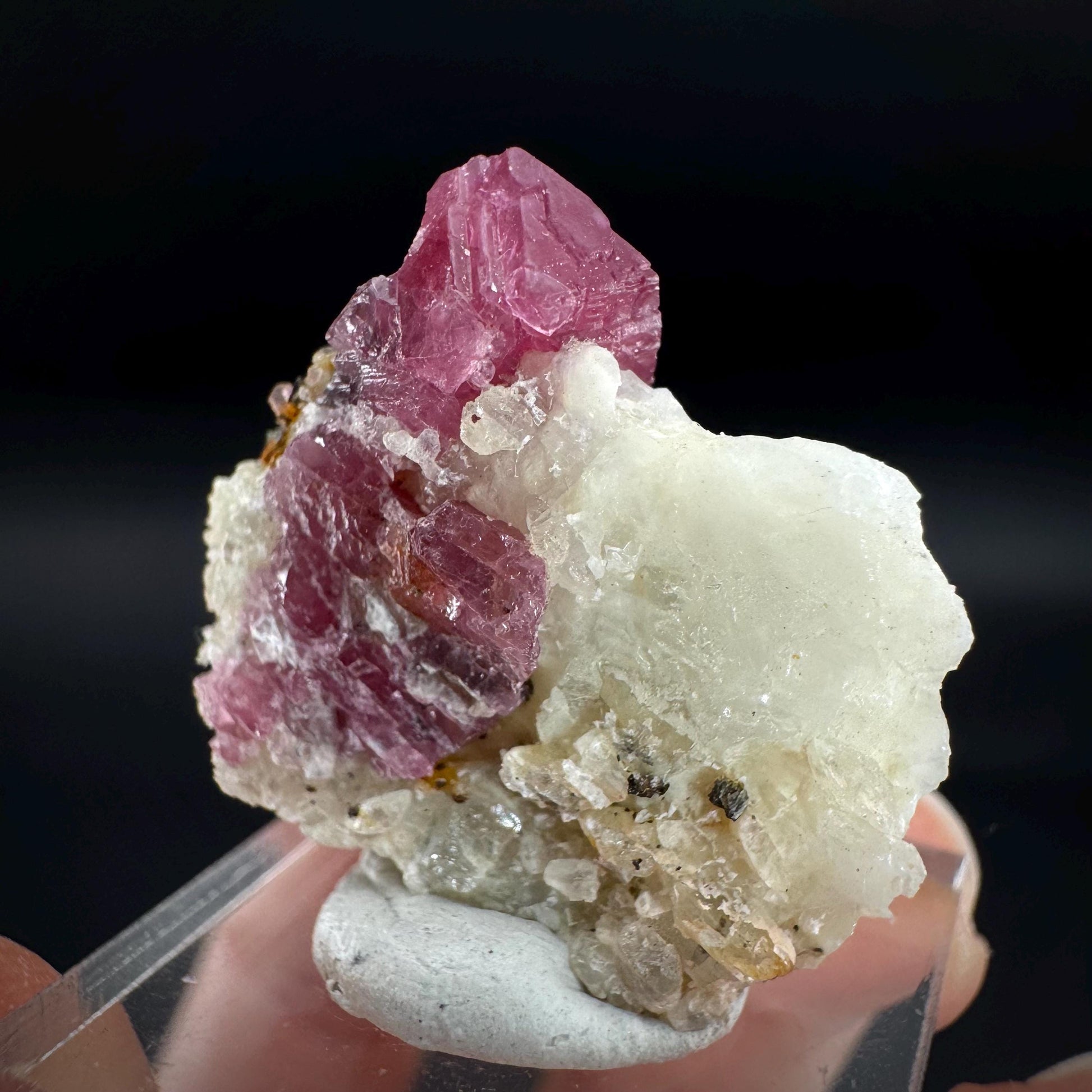Spinel on Calcite Matrix | Natural red UV reactive crystal, mineral specimen from Afghanistan