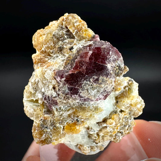 Spinel on Calcite Matrix | Natural red UV reactive crystal, mineral specimen from Afghanistan