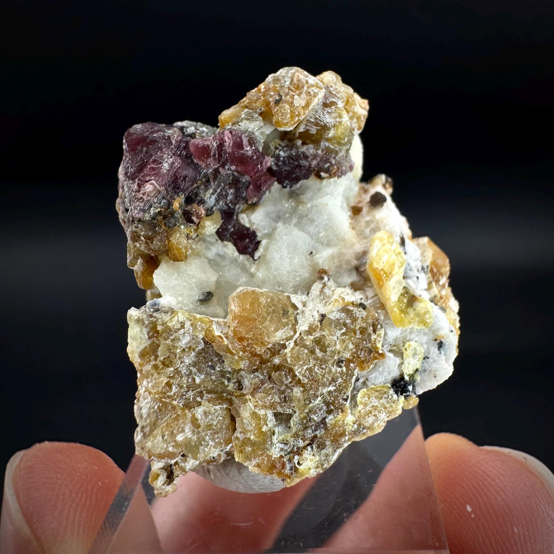 Spinel on Calcite Matrix | Natural red UV reactive crystal, mineral specimen from Afghanistan