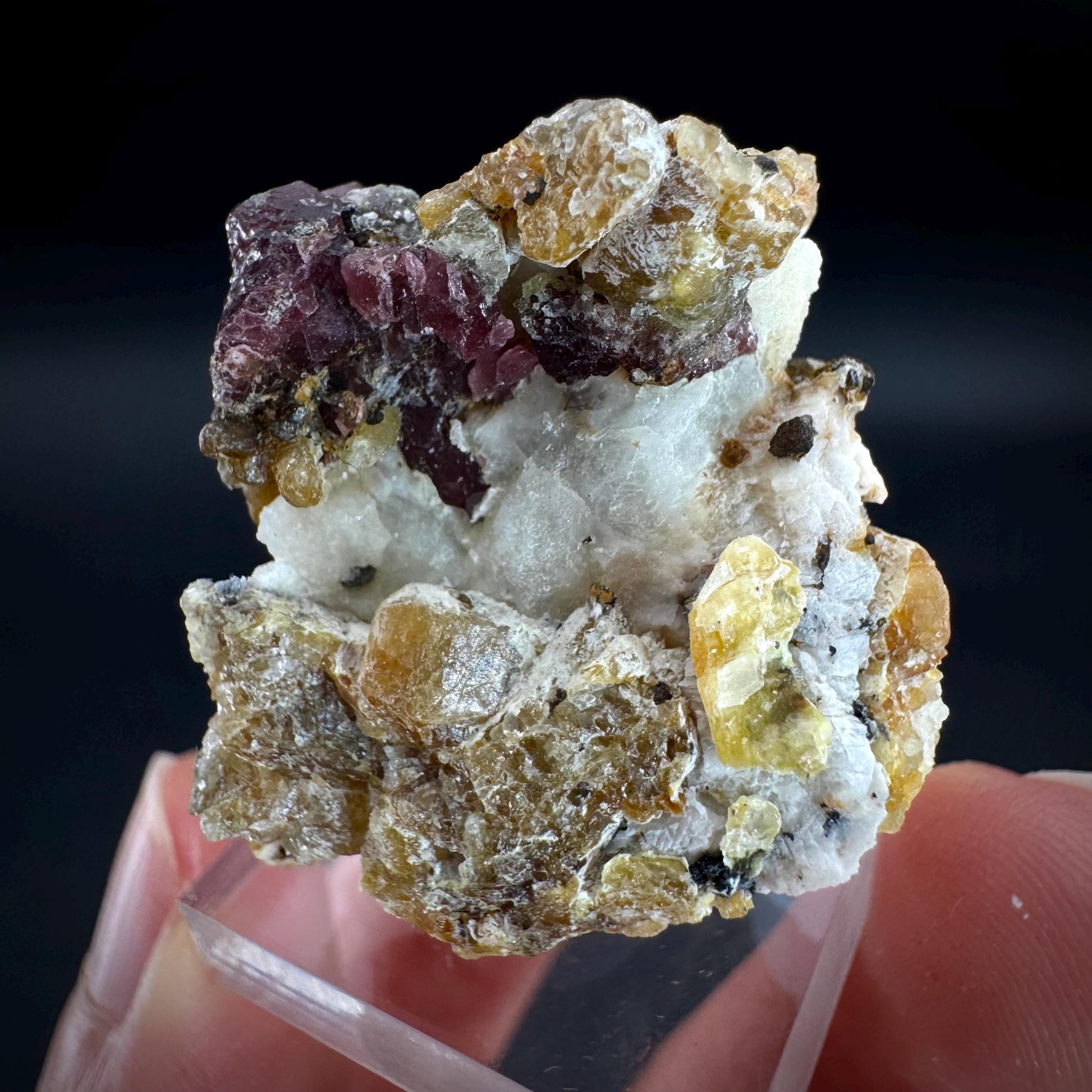 Spinel on Calcite Matrix | Natural red UV reactive crystal, mineral specimen from Afghanistan