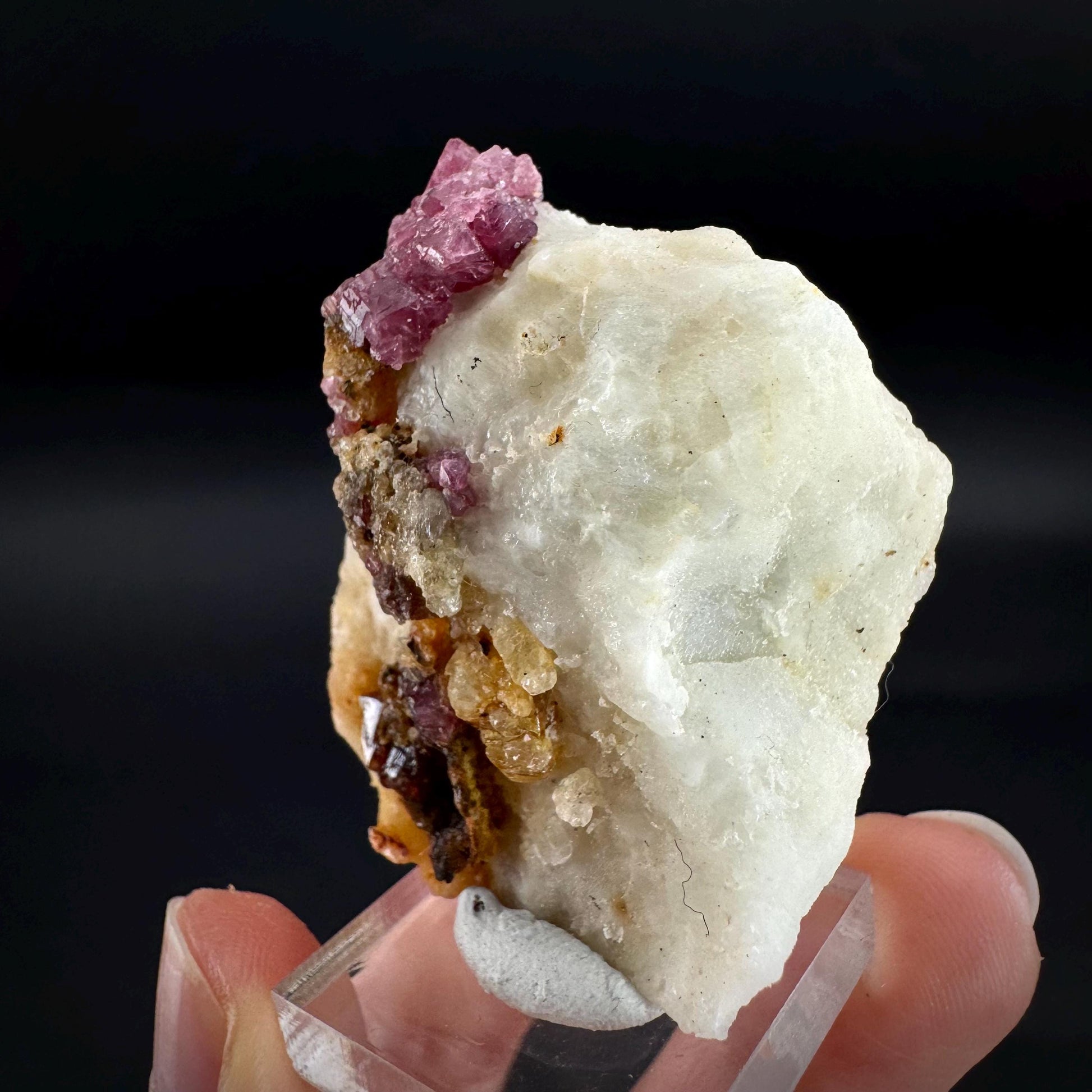 Spinel on Calcite Matrix | Natural red UV reactive crystal, mineral specimen from Afghanistan