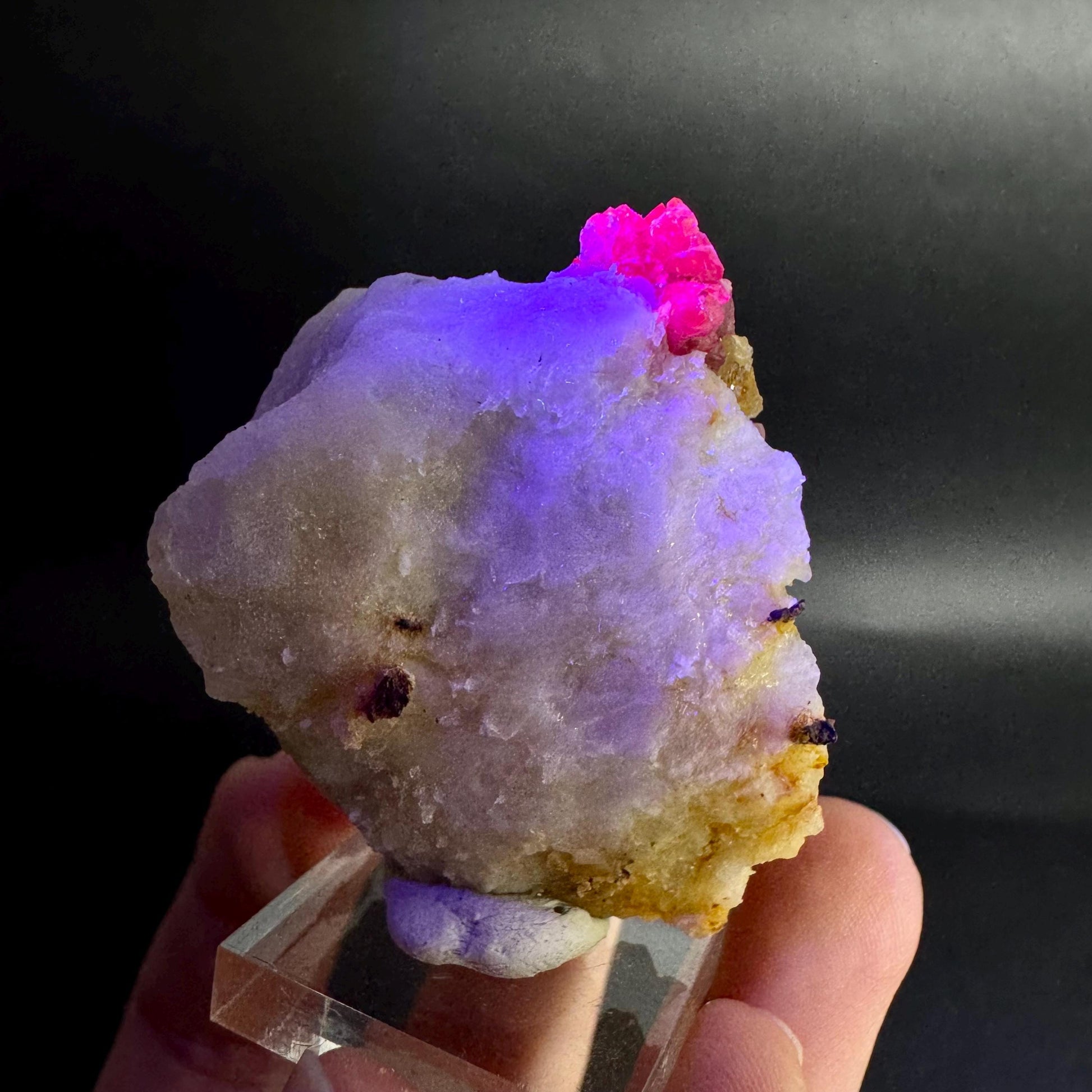 Spinel on Calcite Matrix | Natural red UV reactive crystal, mineral specimen from Afghanistan