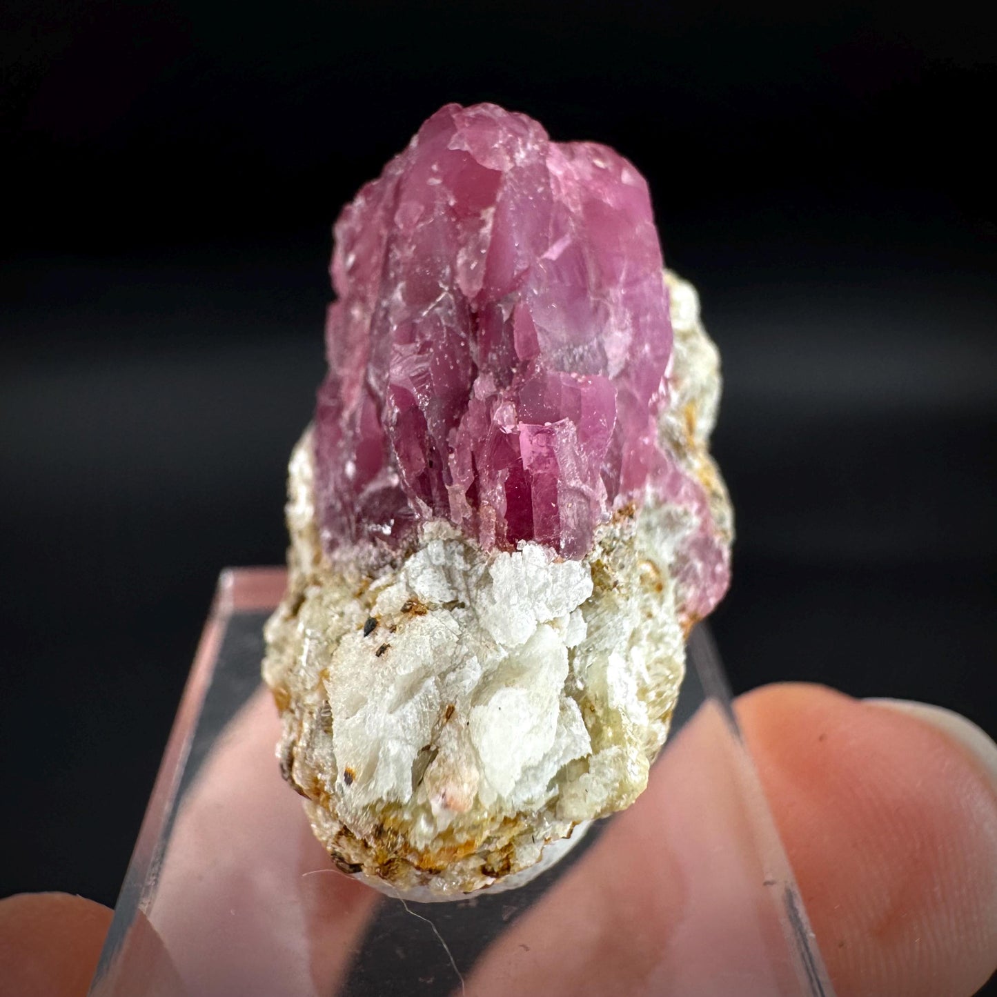 Spinel on Calcite Matrix | Natural red UV reactive crystal, mineral specimen from Afghanistan