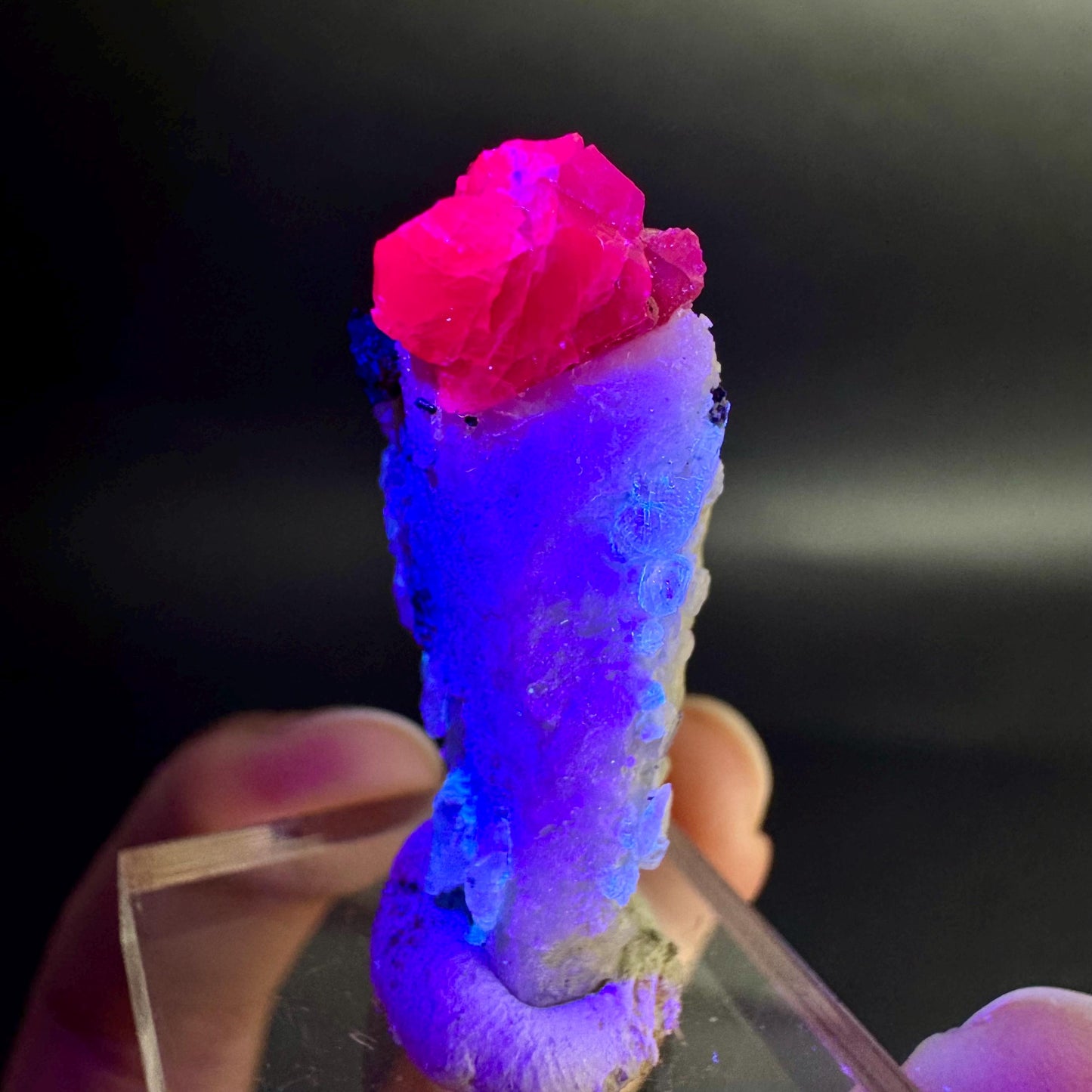 Spinel on Calcite Matrix | Natural red UV reactive crystal, mineral specimen from Afghanistan