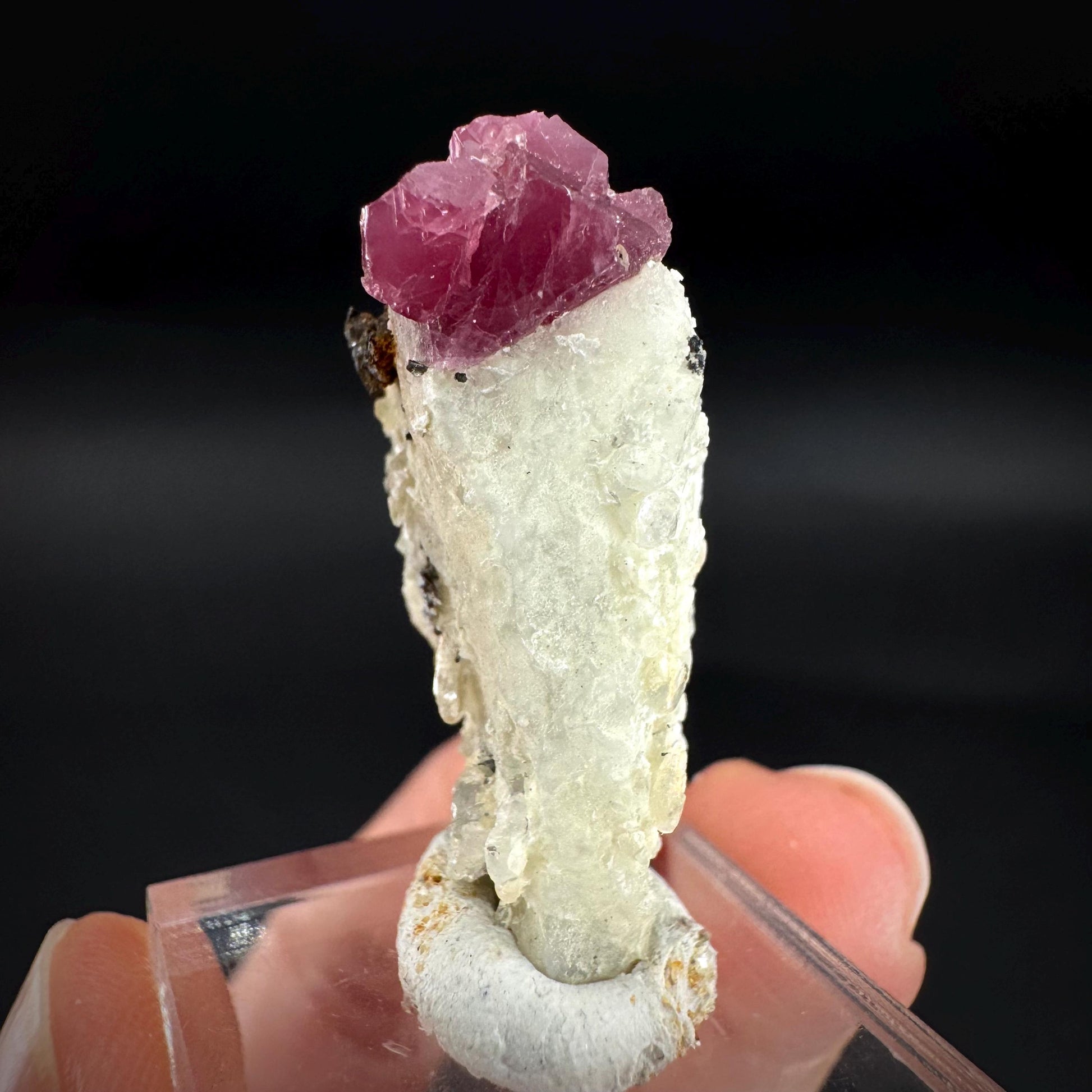 Spinel on Calcite Matrix | Natural red UV reactive crystal, mineral specimen from Afghanistan
