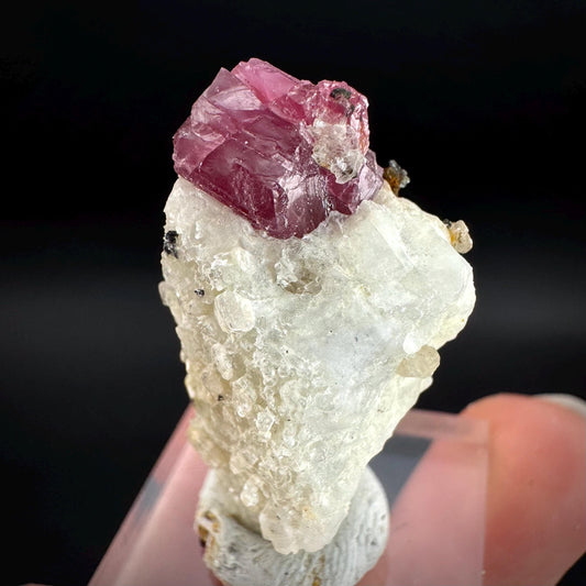 Spinel on Calcite Matrix | Natural red UV reactive crystal, mineral specimen from Afghanistan