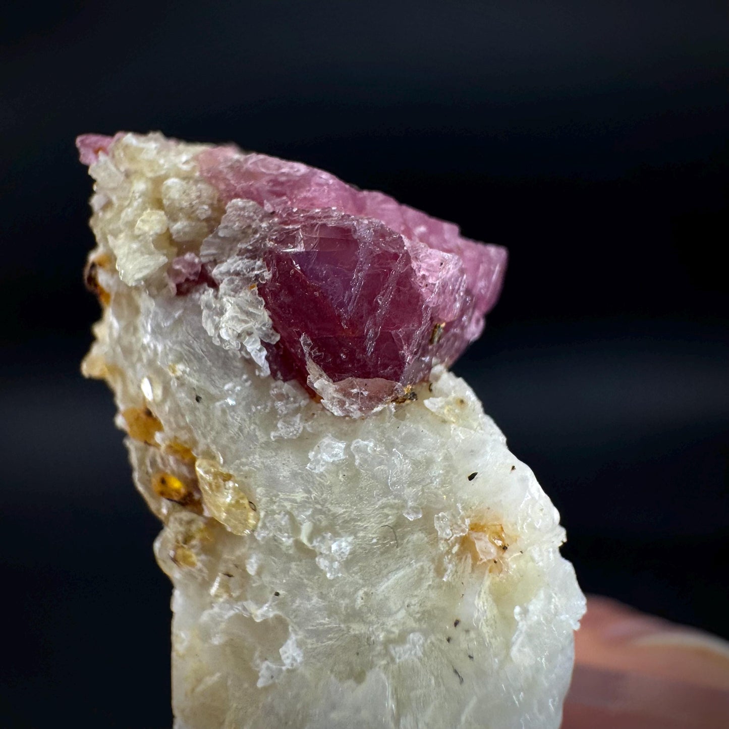 Spinel on Calcite Matrix | Natural red UV reactive crystal, mineral specimen from Afghanistan