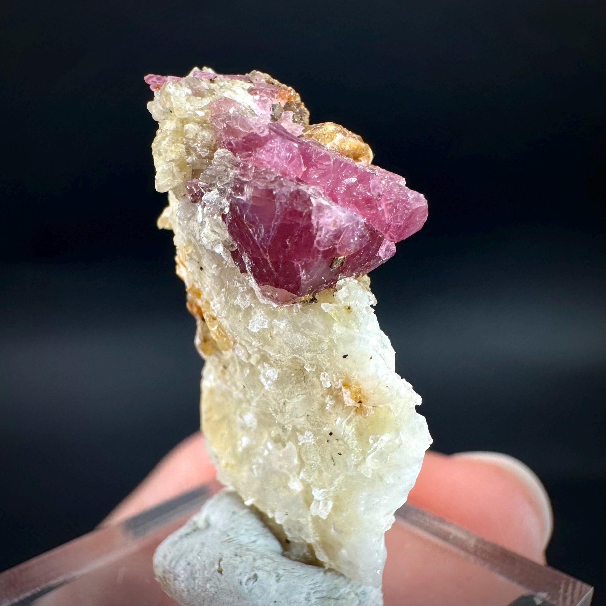 Spinel on Calcite Matrix | Natural red UV reactive crystal, mineral specimen from Afghanistan