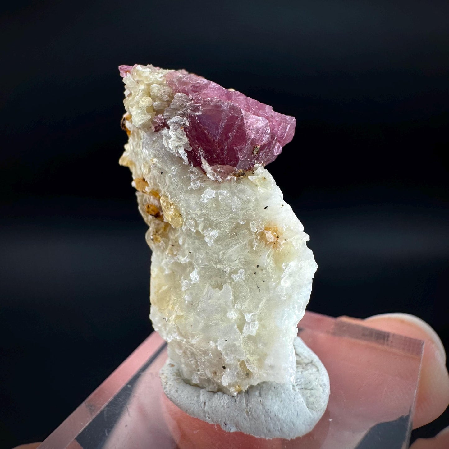 Spinel on Calcite Matrix | Natural red UV reactive crystal, mineral specimen from Afghanistan