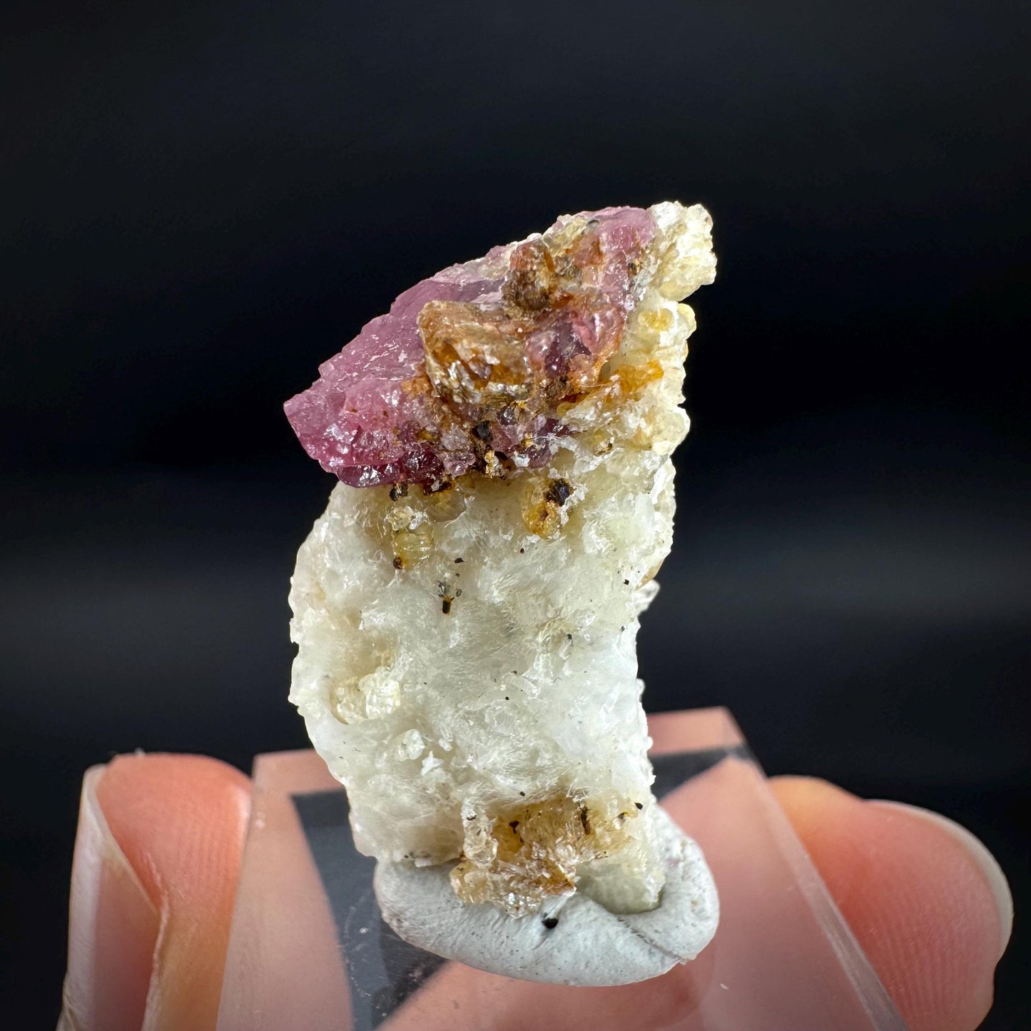 Spinel on Calcite Matrix | Natural red UV reactive crystal, mineral specimen from Afghanistan