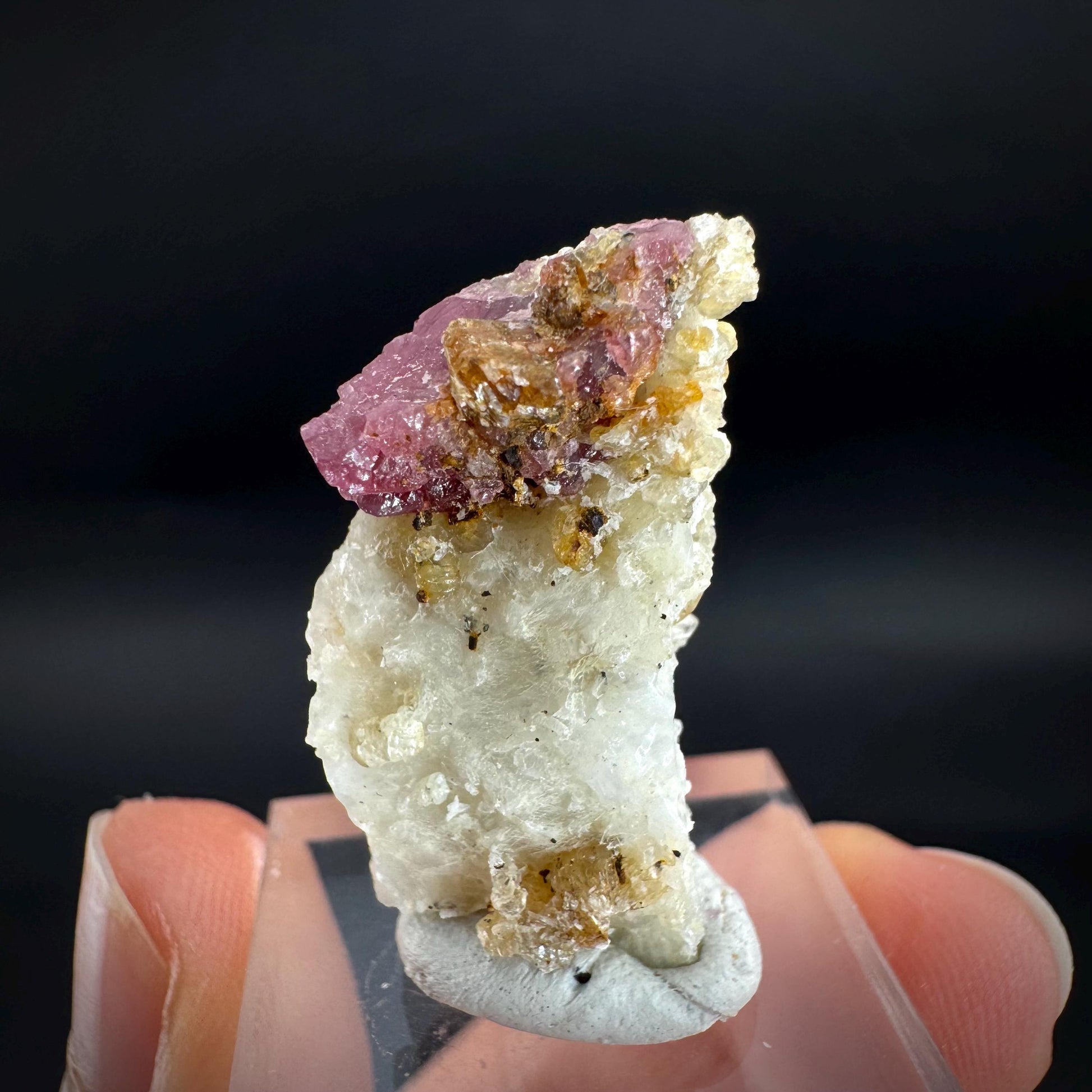 Spinel on Calcite Matrix | Natural red UV reactive crystal, mineral specimen from Afghanistan