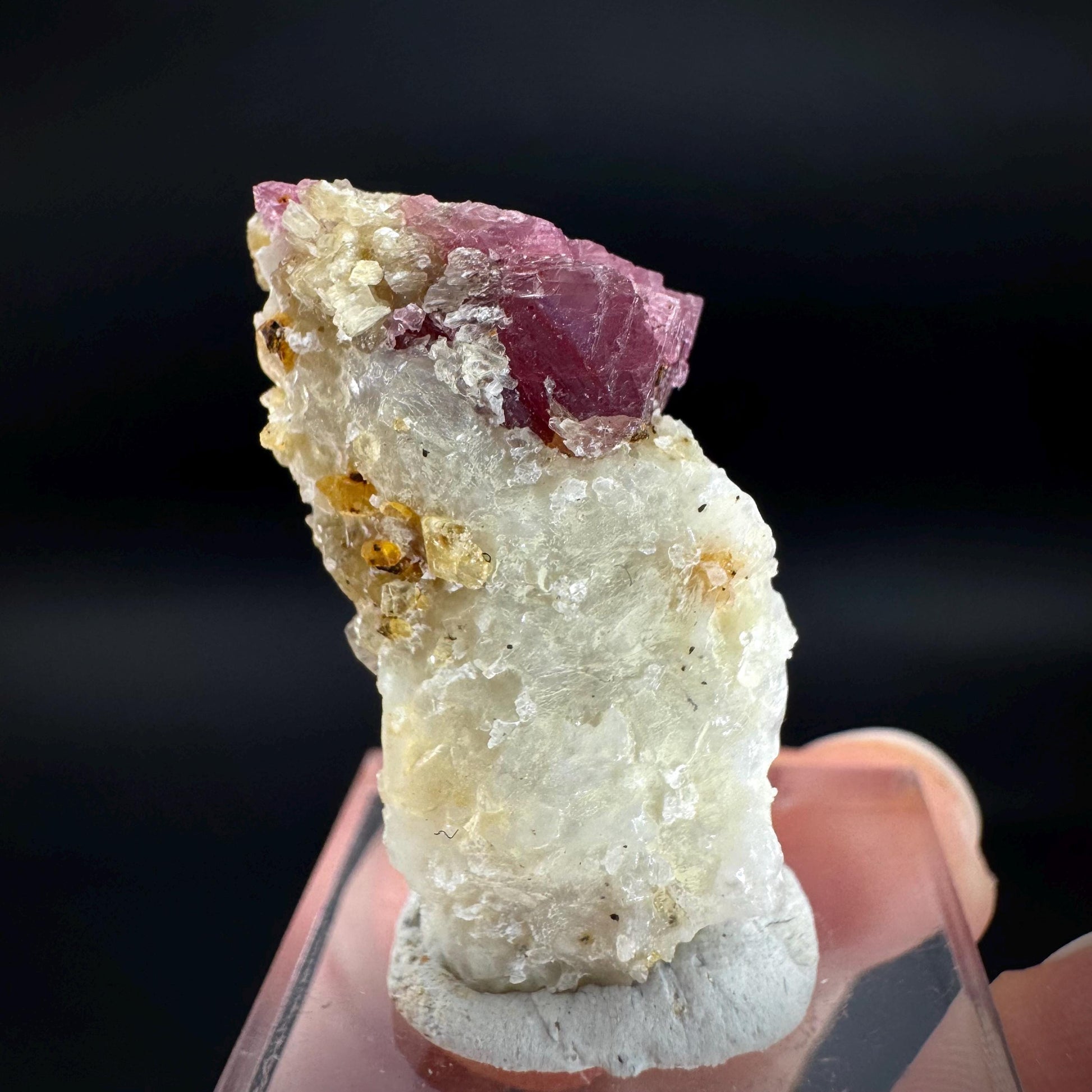 Spinel on Calcite Matrix | Natural red UV reactive crystal, mineral specimen from Afghanistan
