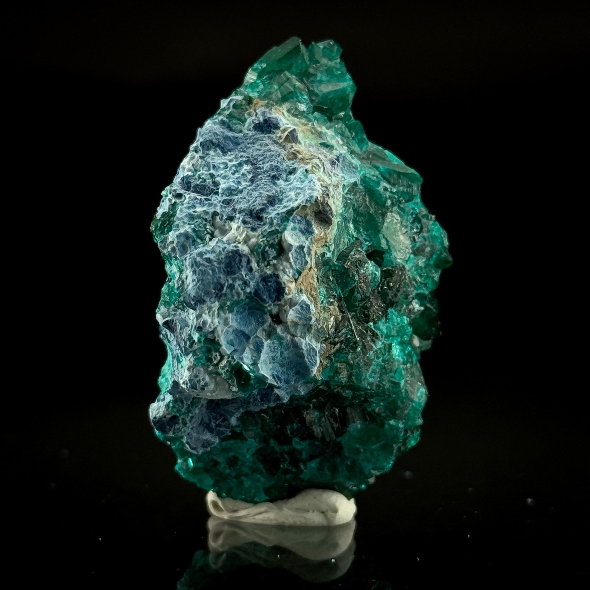 Dioptase with Shattuckite | natural green and blue crystal, mineral specimen from Namibia