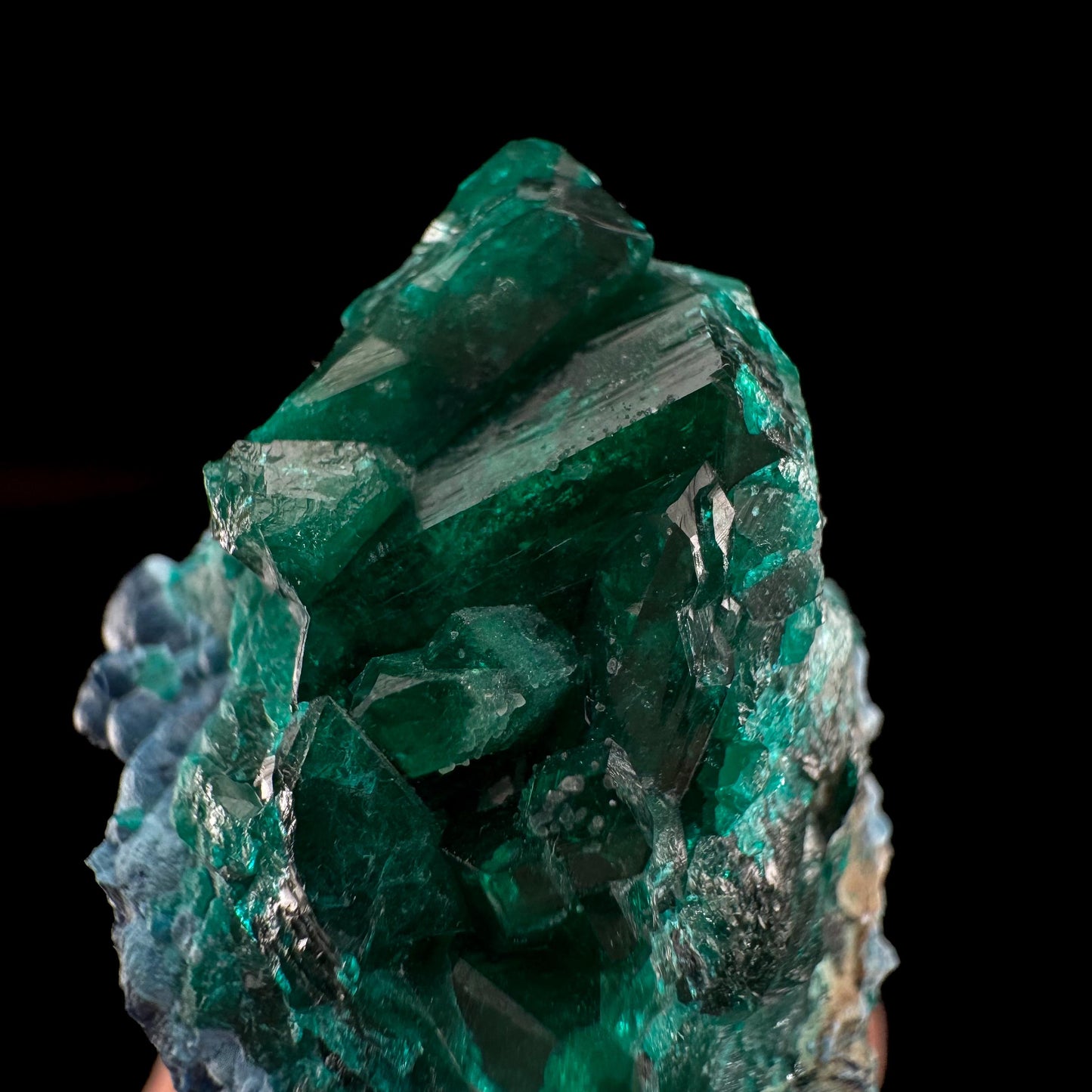 Dioptase with Shattuckite | natural green and blue crystal, mineral specimen from Namibia