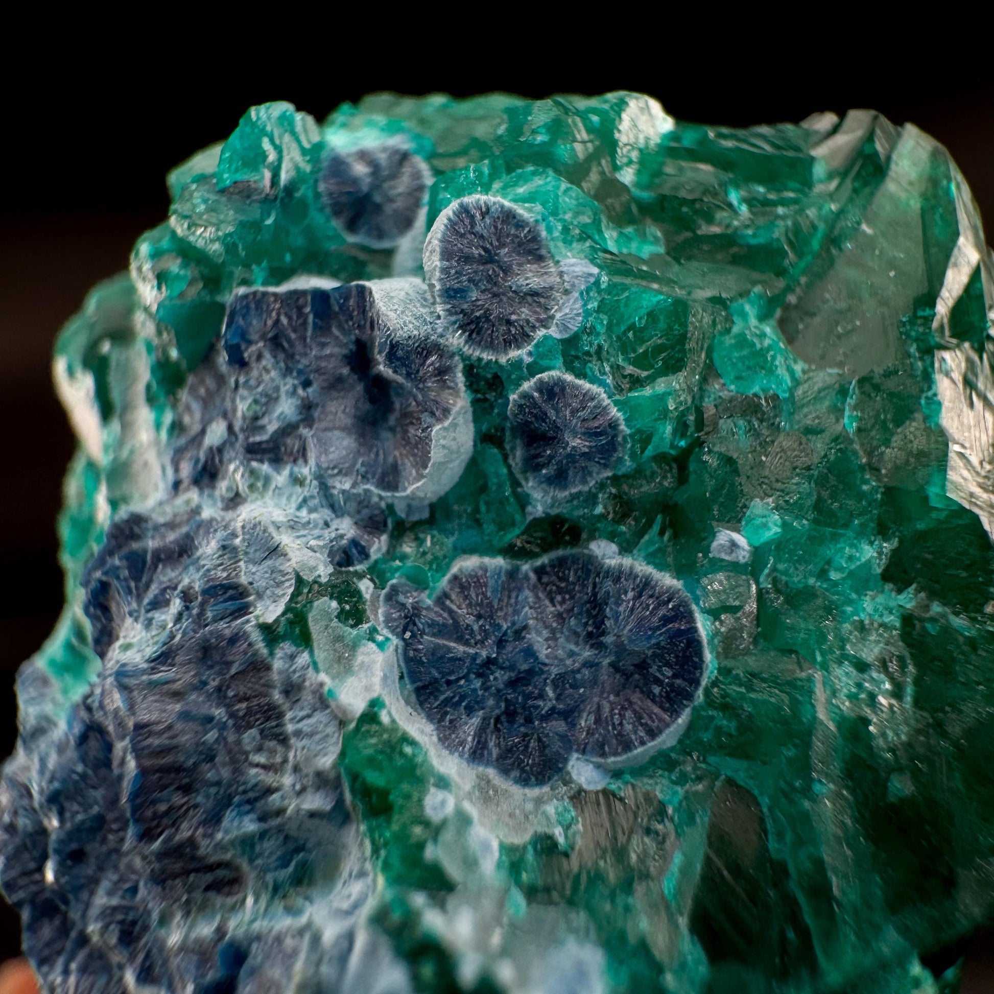 Dioptase with Shattuckite | natural green and blue crystal, mineral specimen from Namibia