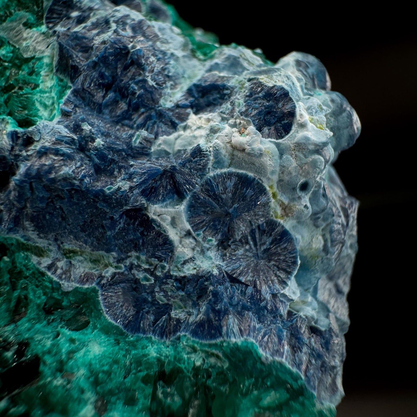 Dioptase with Shattuckite | natural green and blue crystal, mineral specimen from Namibia