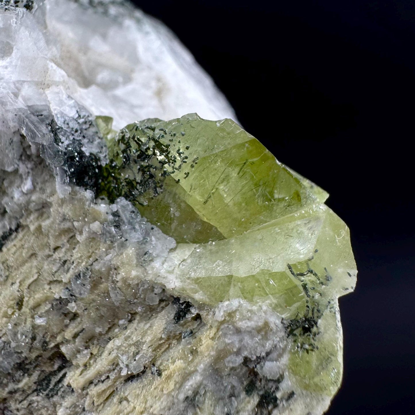 Titanite with Chlorite & Feldspar | green sphene crystal, mineral specimen from Pakistan