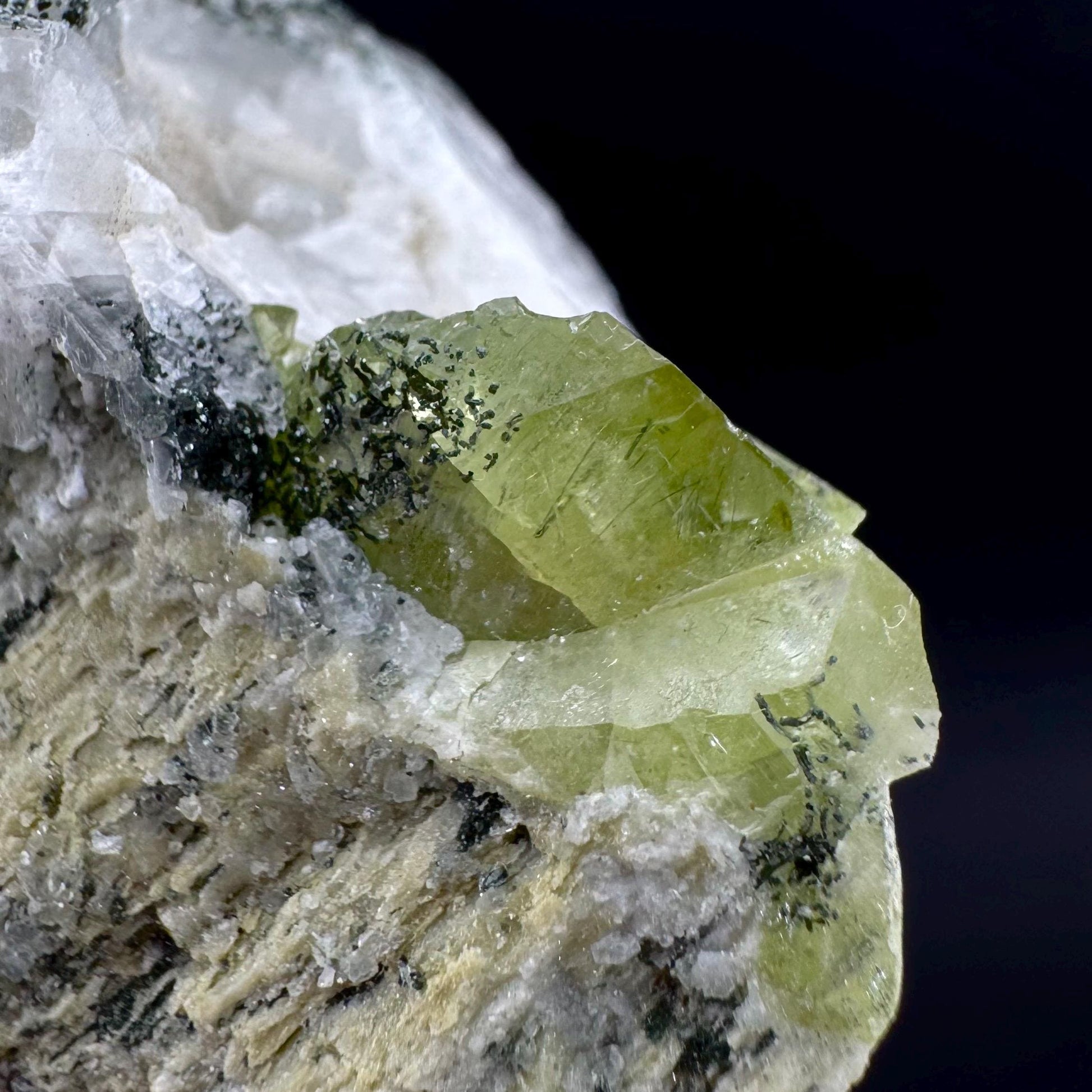 Titanite with Chlorite & Feldspar | green sphene crystal, mineral specimen from Pakistan