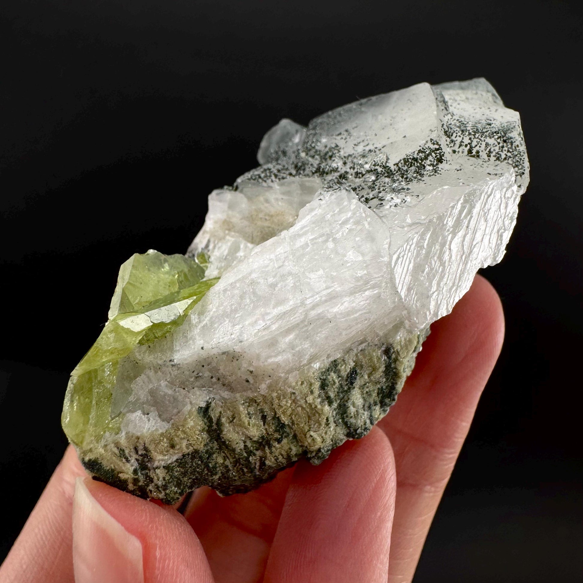 Titanite with Chlorite & Feldspar | green sphene crystal, mineral specimen from Pakistan