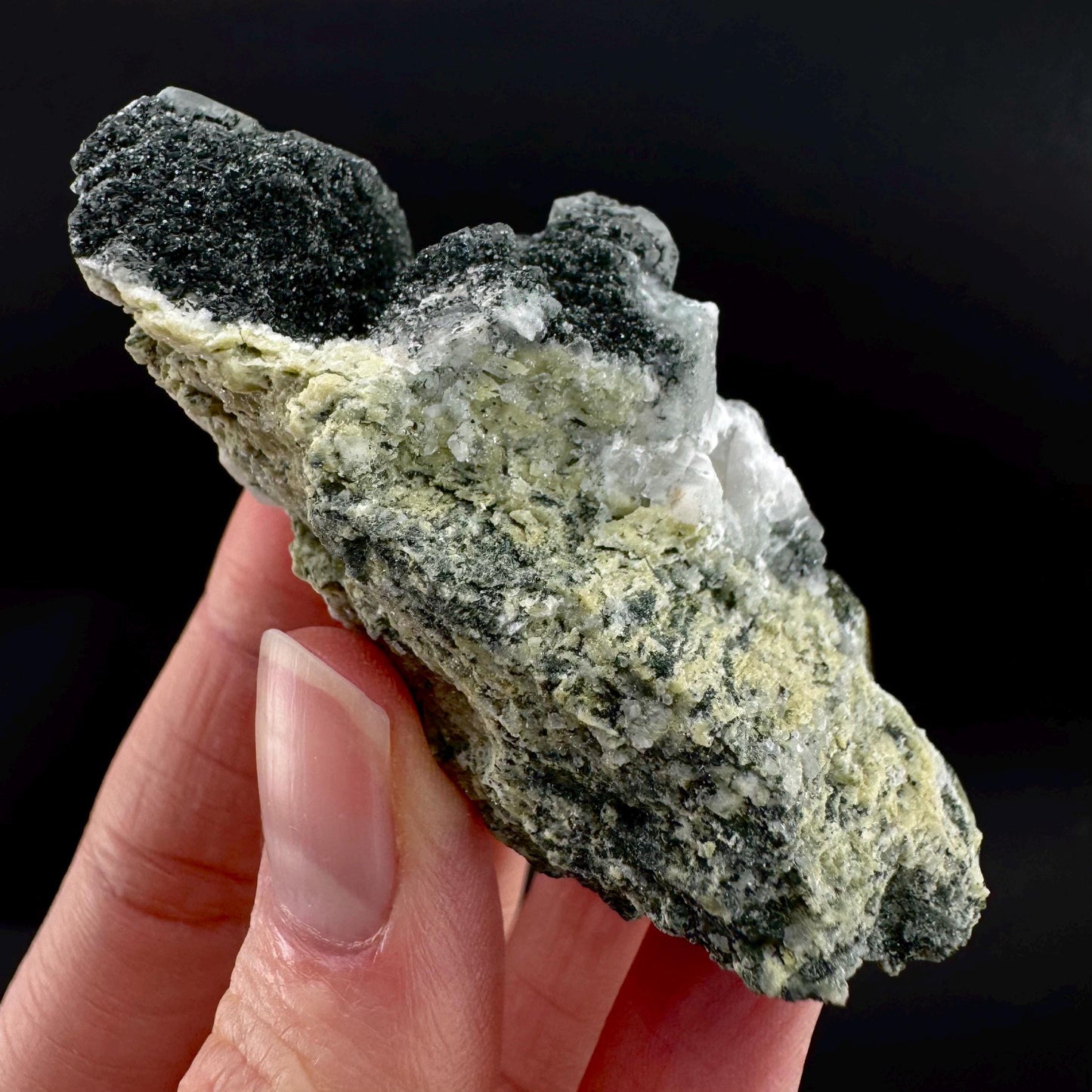 Titanite with Chlorite & Feldspar | green sphene crystal, mineral specimen from Pakistan
