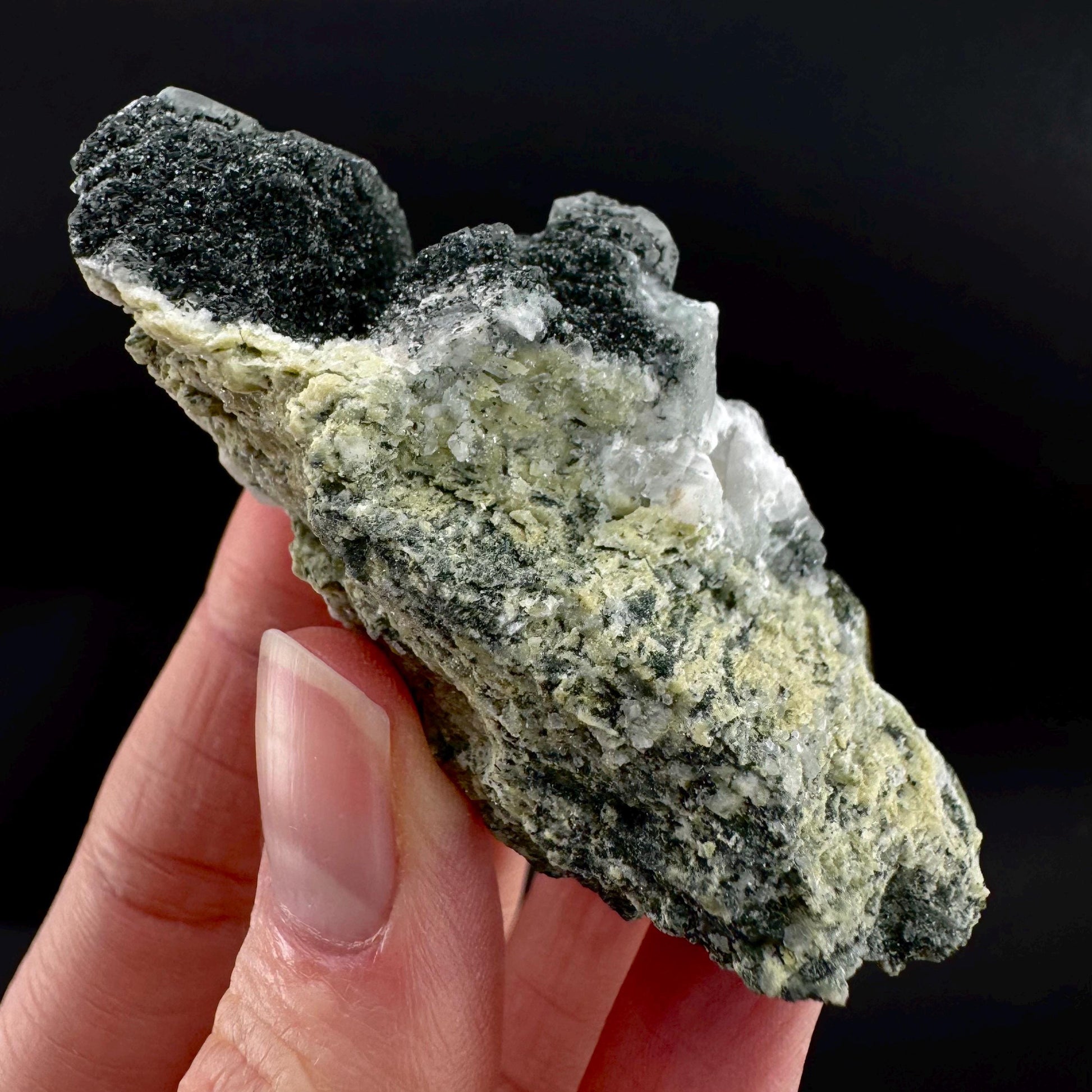 Titanite with Chlorite & Feldspar | green sphene crystal, mineral specimen from Pakistan