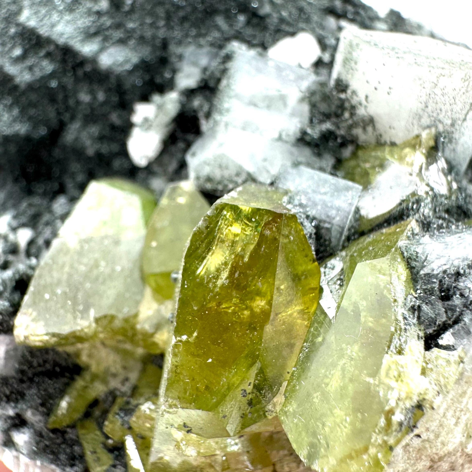Titanite with Chlorite & Feldspar | green sphene crystal, mineral specimen from Pakistan