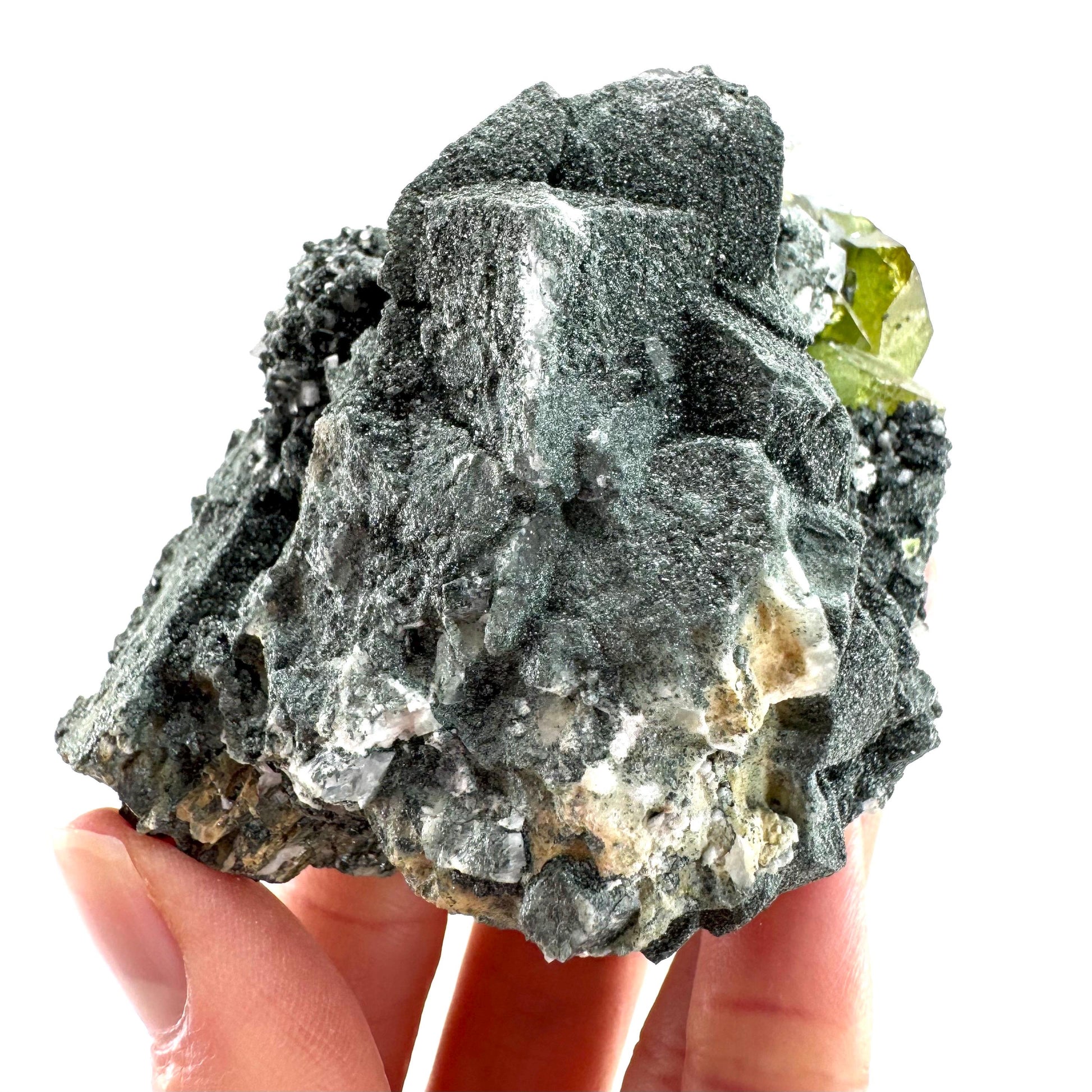 Titanite with Chlorite & Feldspar | green sphene crystal, mineral specimen from Pakistan