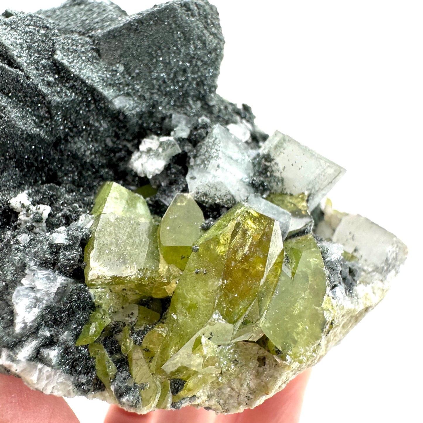 Titanite with Chlorite & Feldspar | green sphene crystal, mineral specimen from Pakistan