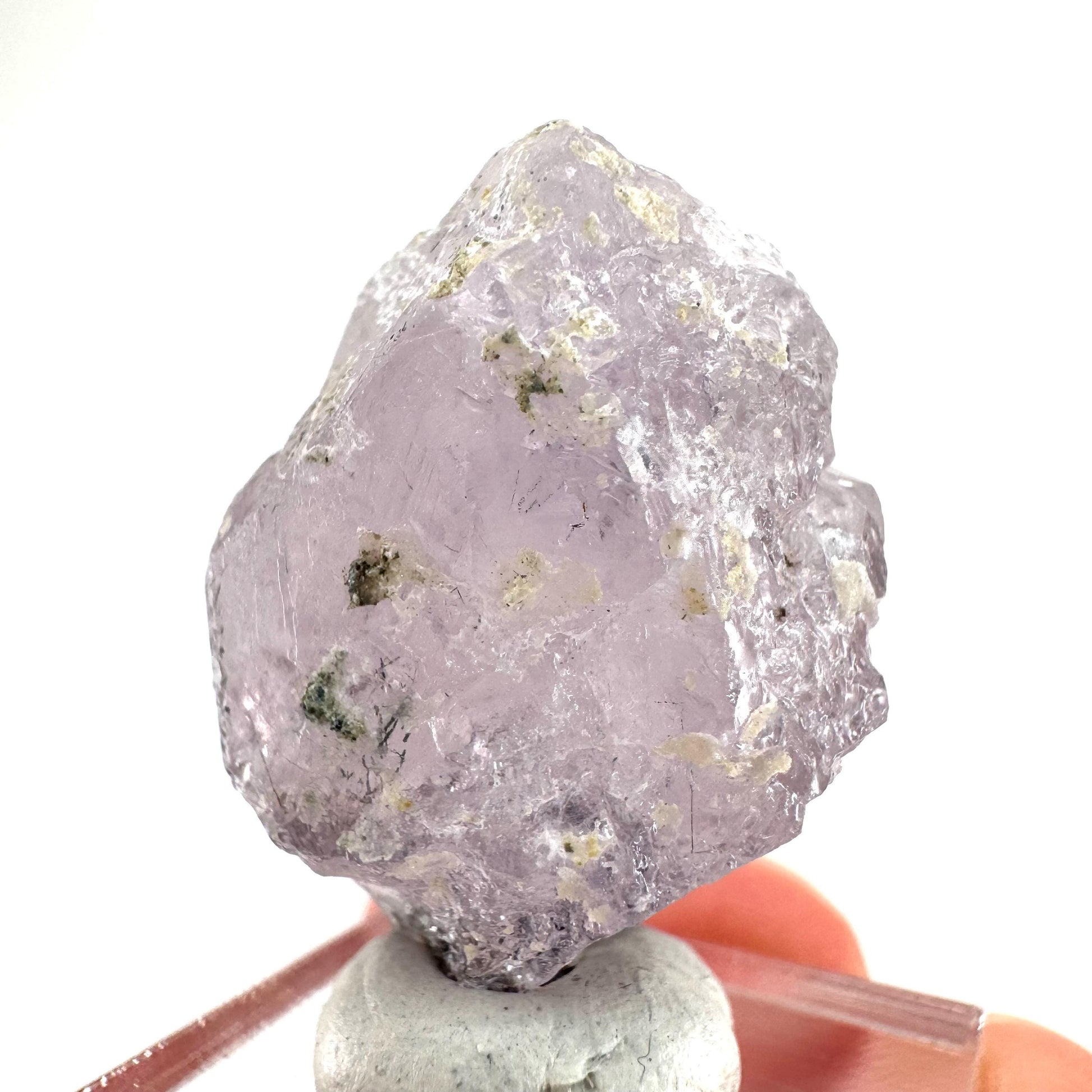 Fluorapatite with Actinolite Inclusions | natural purple crystal, mineral specimen from Pakistan